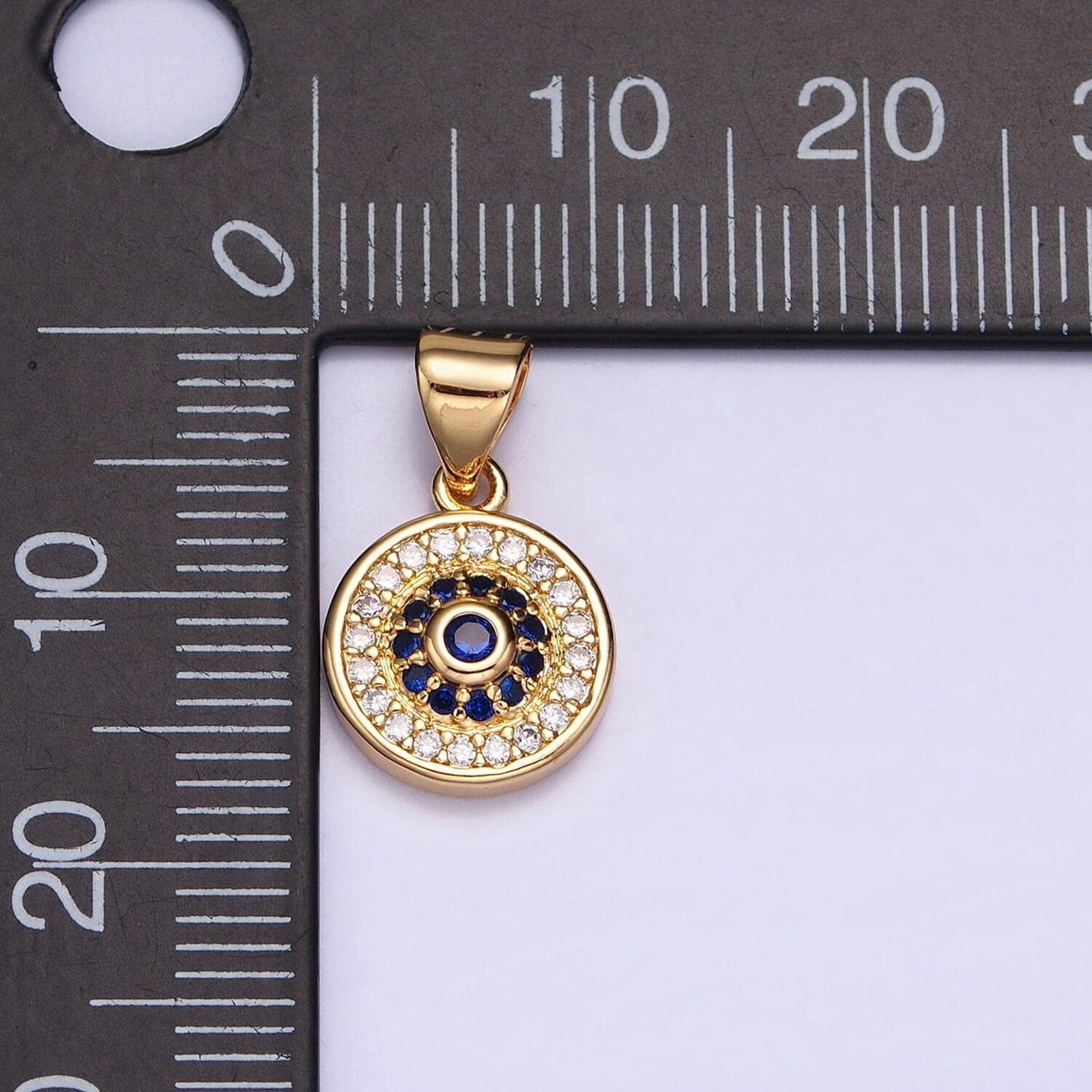 18x10mm gold evil eye charm micro pave clear cubic evil eye charms, cz round evil eye jewelry supply aa346 aa365