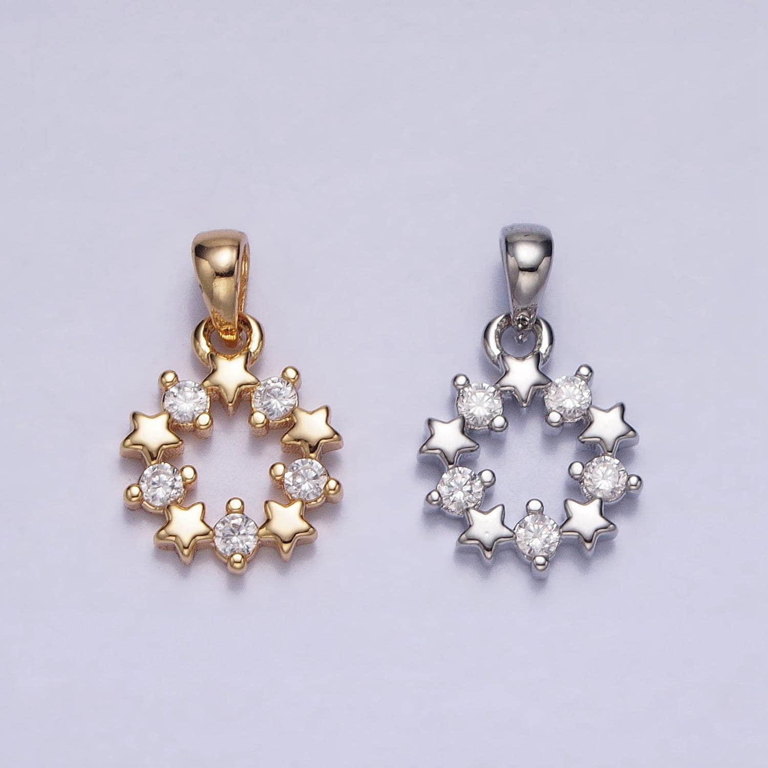 Tiny star charm cubic star pendant gold plated for earring bracelet necklace component -321