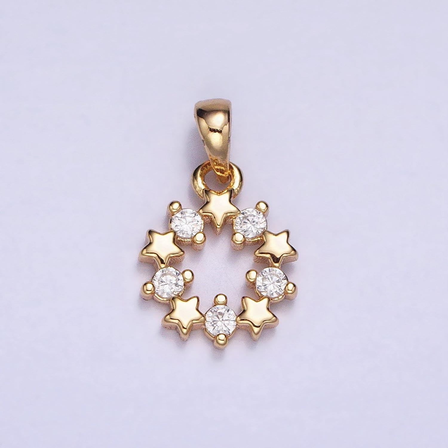 Tiny star charm cubic star pendant gold plated for earring bracelet necklace component -321