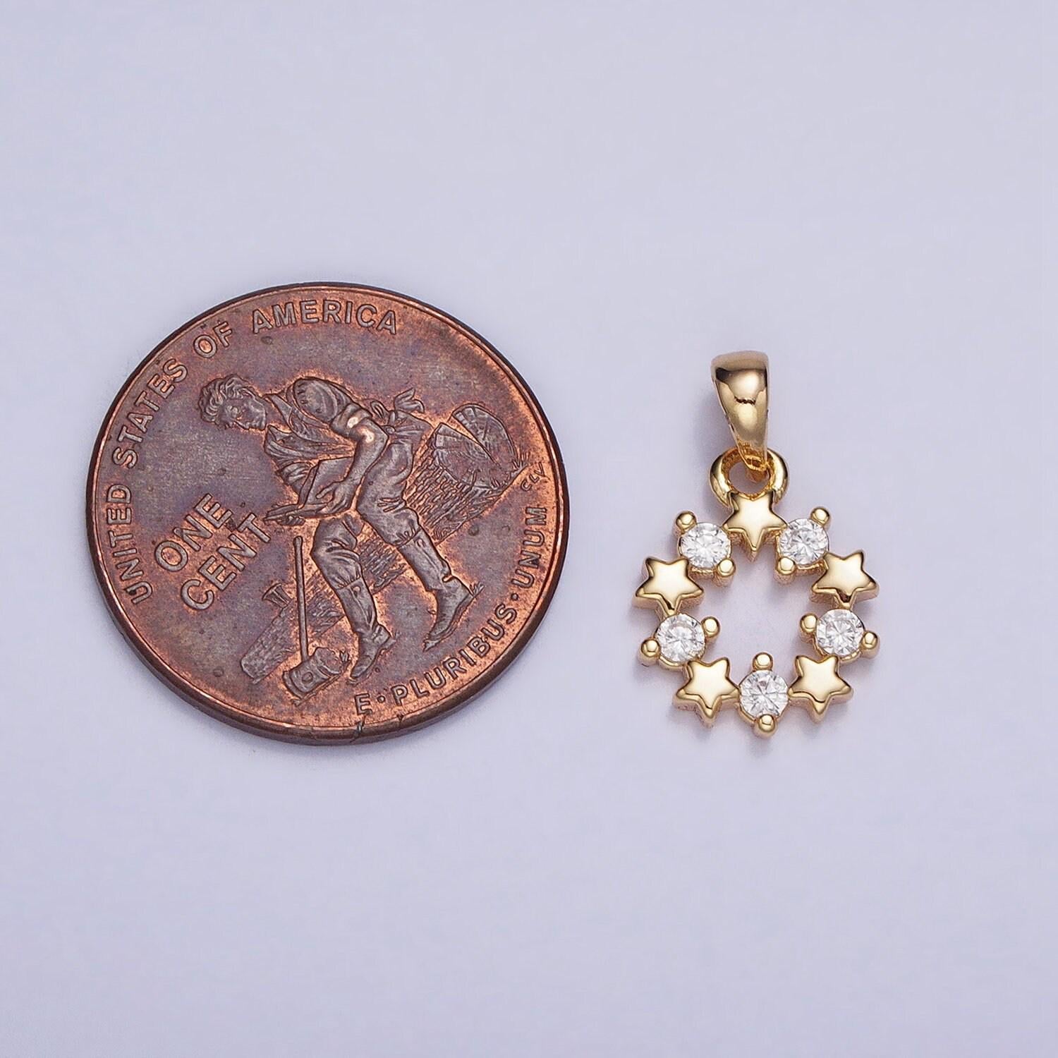 Tiny star charm cubic star pendant gold plated for earring bracelet necklace component -321