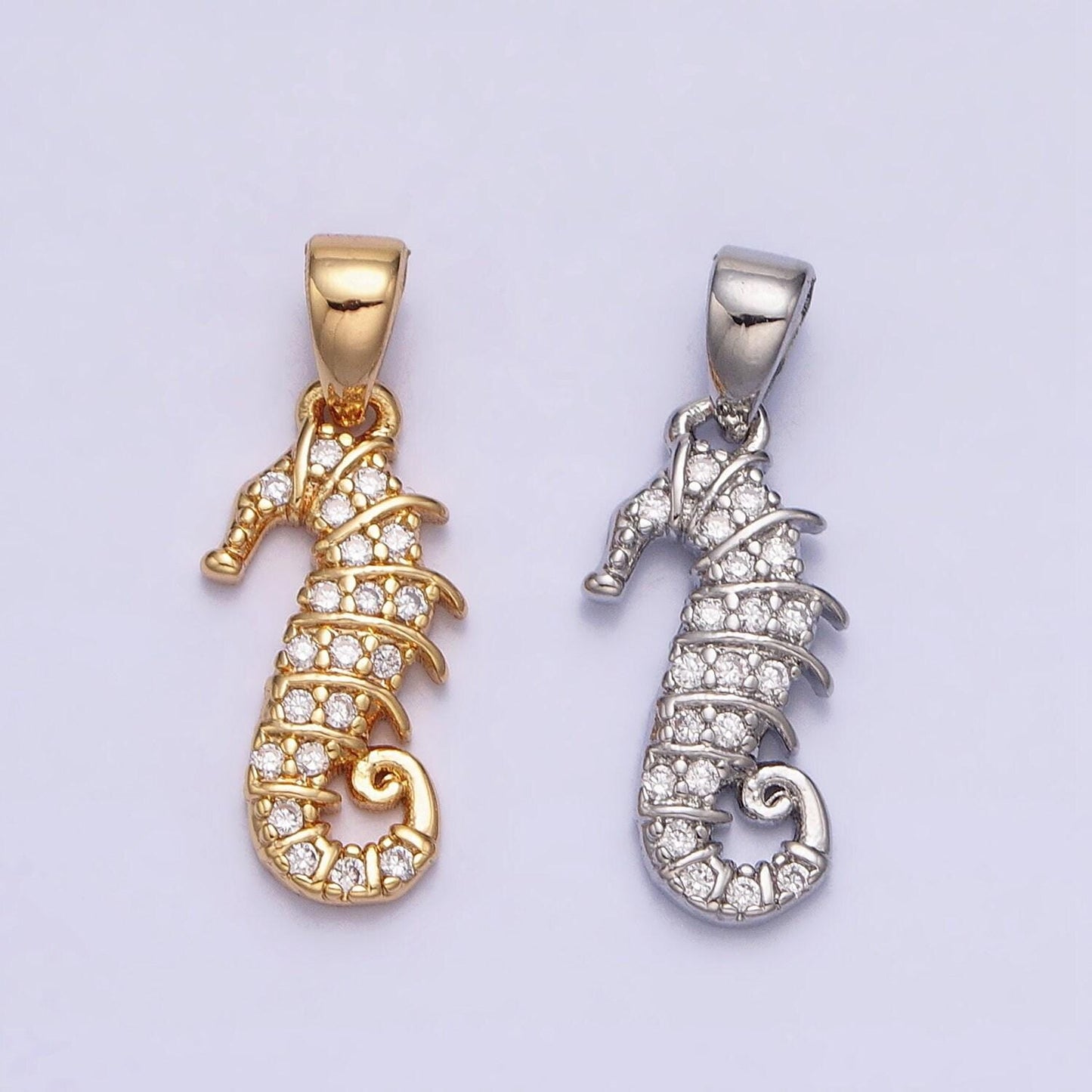 Gold sea horse gold filled pendant, micro pave under the sea charm inspired ocean animal pendant, diy jewelry bracelet necklace supply aa350