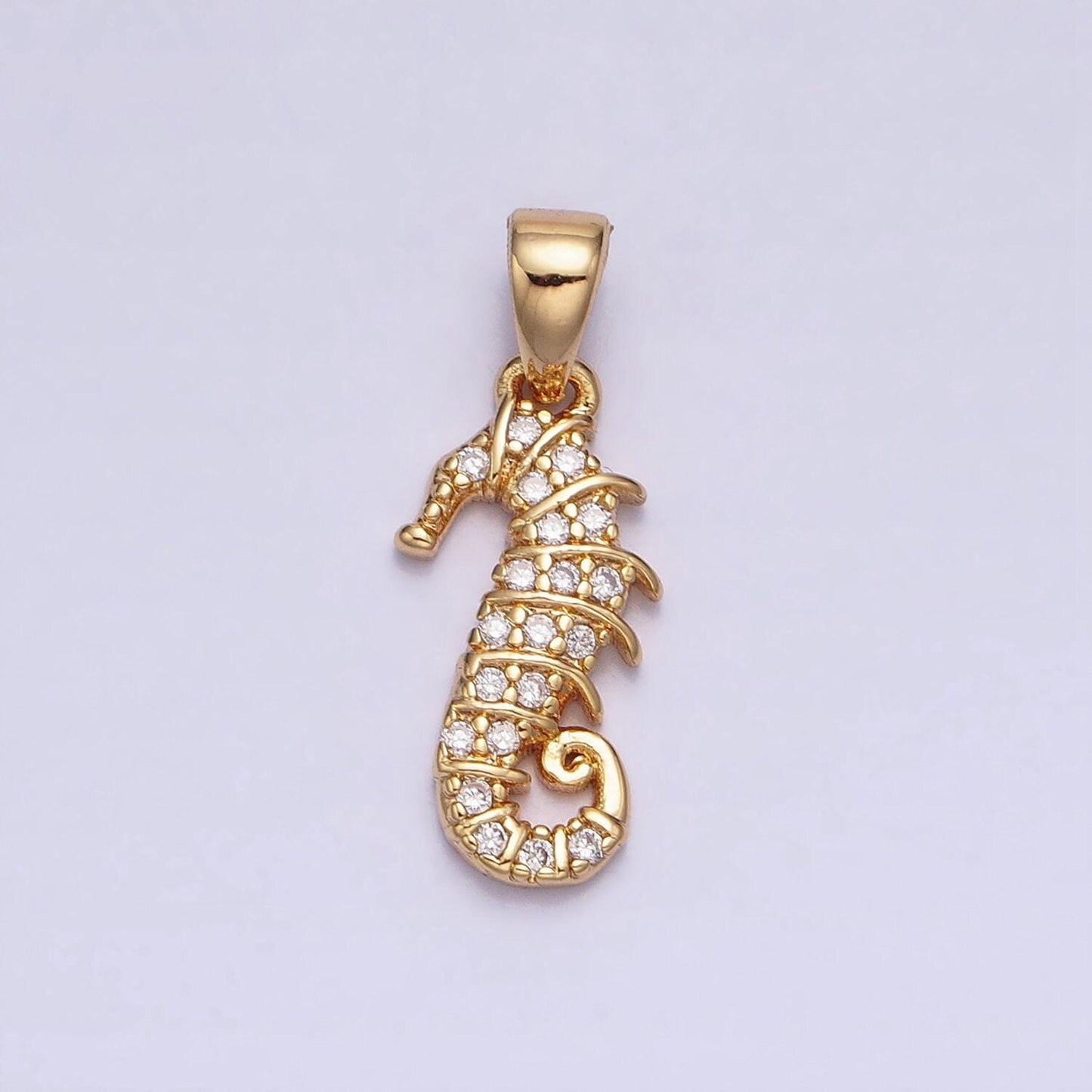 Gold sea horse gold filled pendant, micro pave under the sea charm inspired ocean animal pendant, diy jewelry bracelet necklace supply aa350