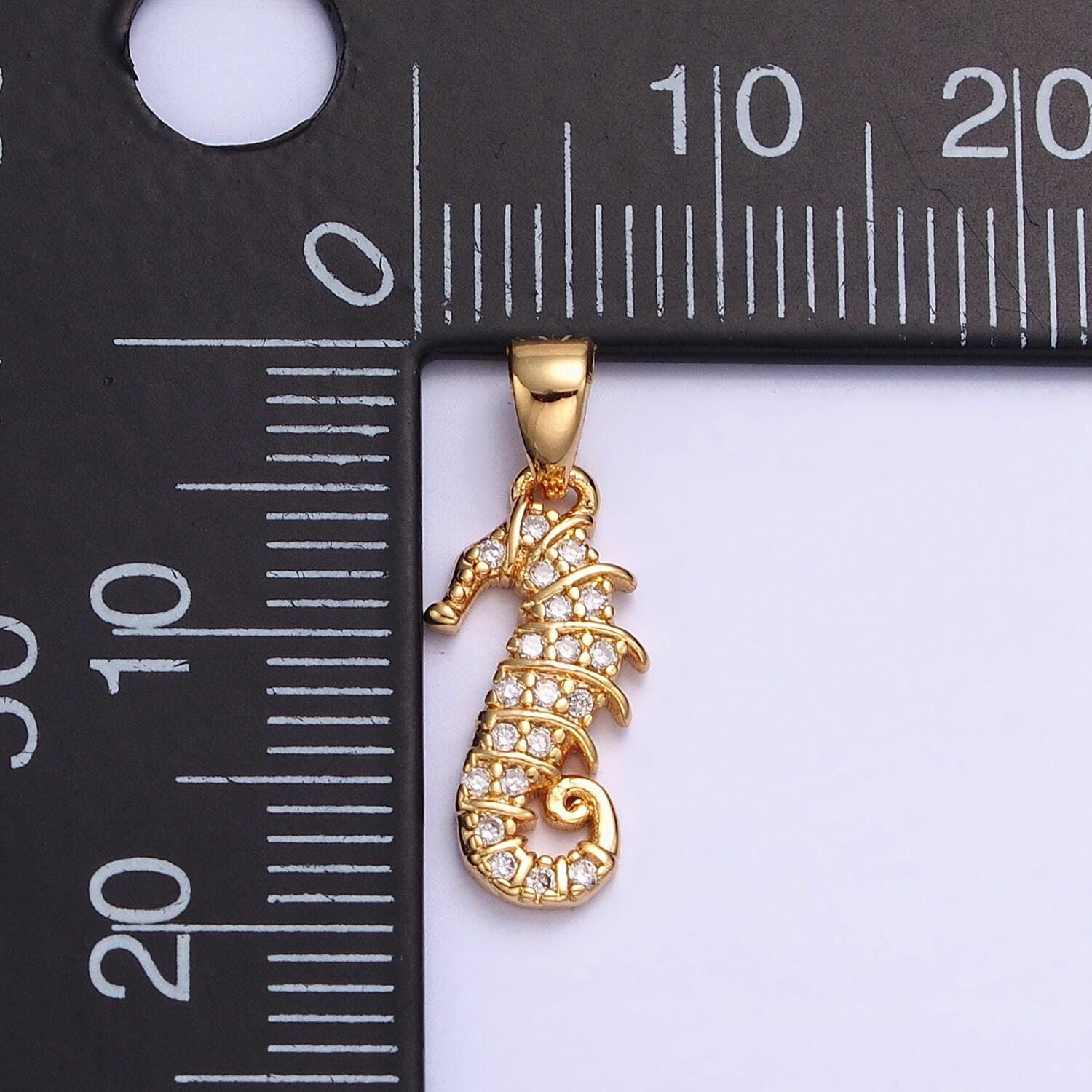 Gold sea horse gold filled pendant, micro pave under the sea charm inspired ocean animal pendant, diy jewelry bracelet necklace supply aa350
