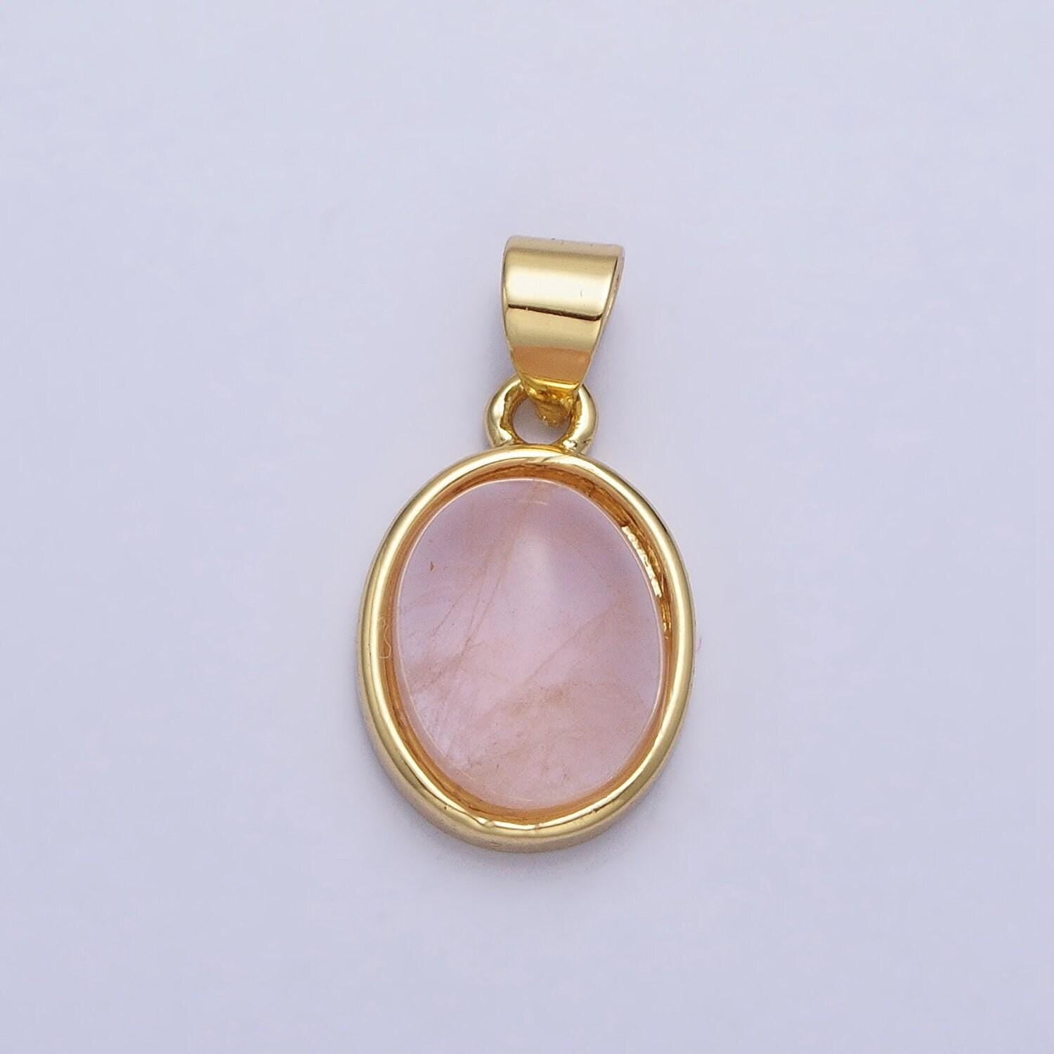 24k gold filled blue agate, rose quartz, amethyst, amazonite, aventurine oval pendant | aa185 - aa188 aa194