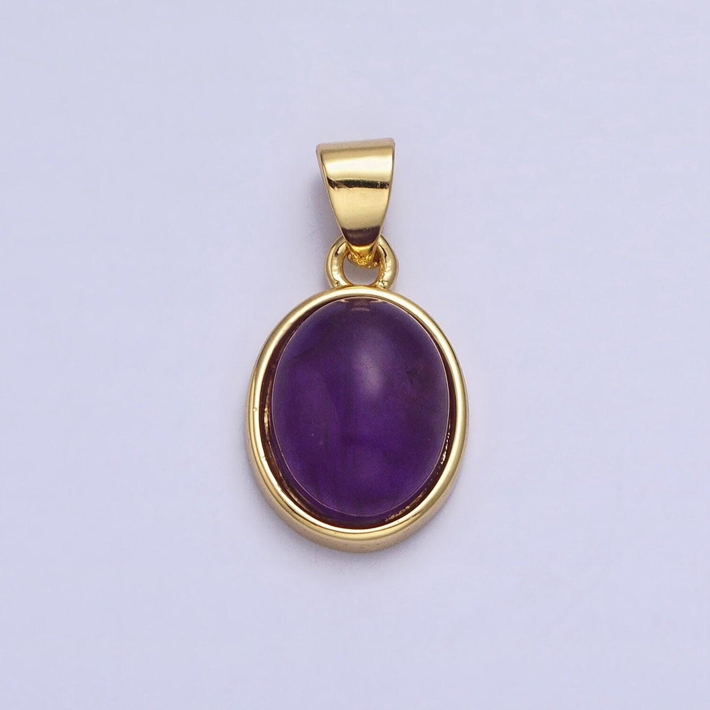 24k gold filled blue agate, rose quartz, amethyst, amazonite, aventurine oval pendant | aa185 - aa188 aa194
