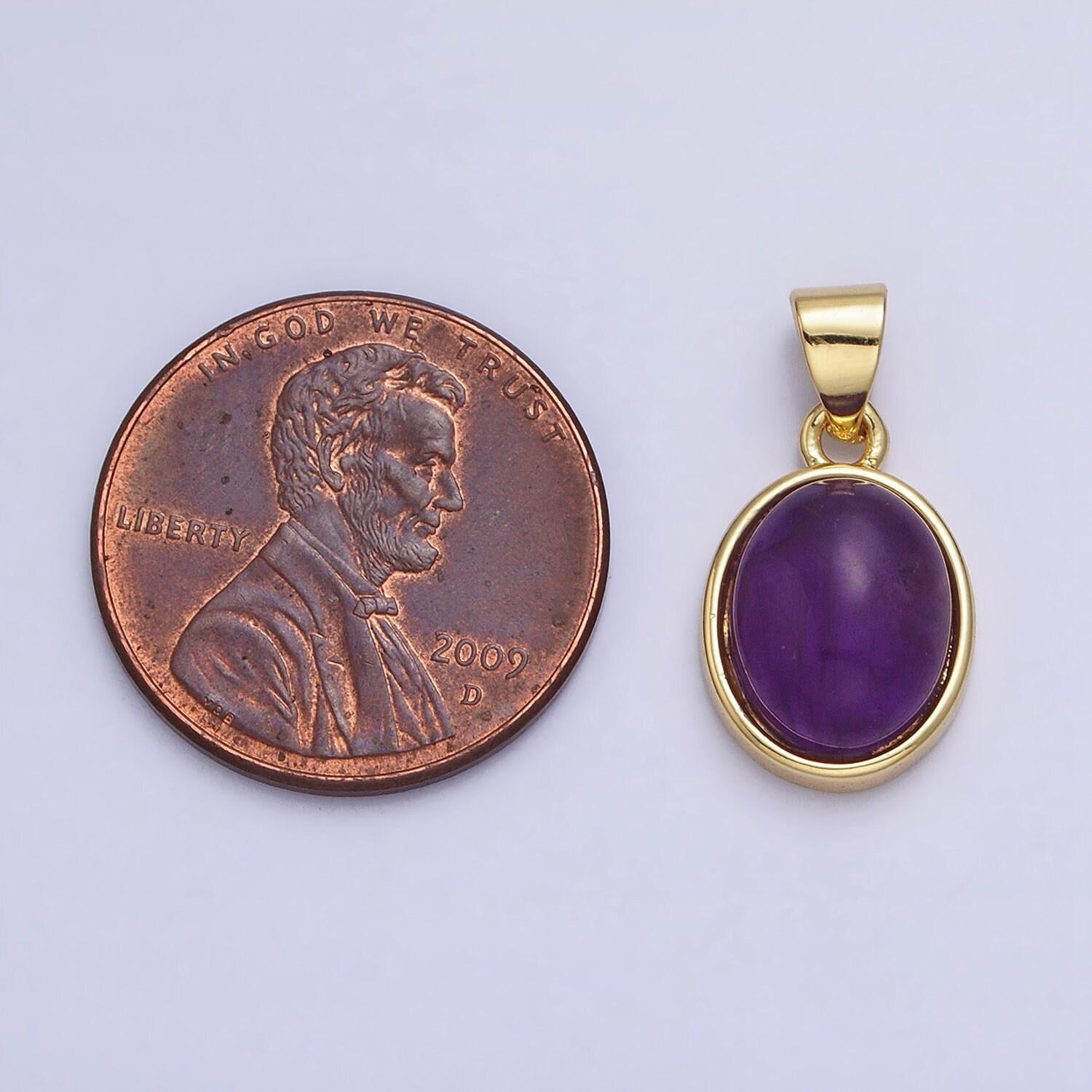 24k gold filled blue agate, rose quartz, amethyst, amazonite, aventurine oval pendant | aa185 - aa188 aa194