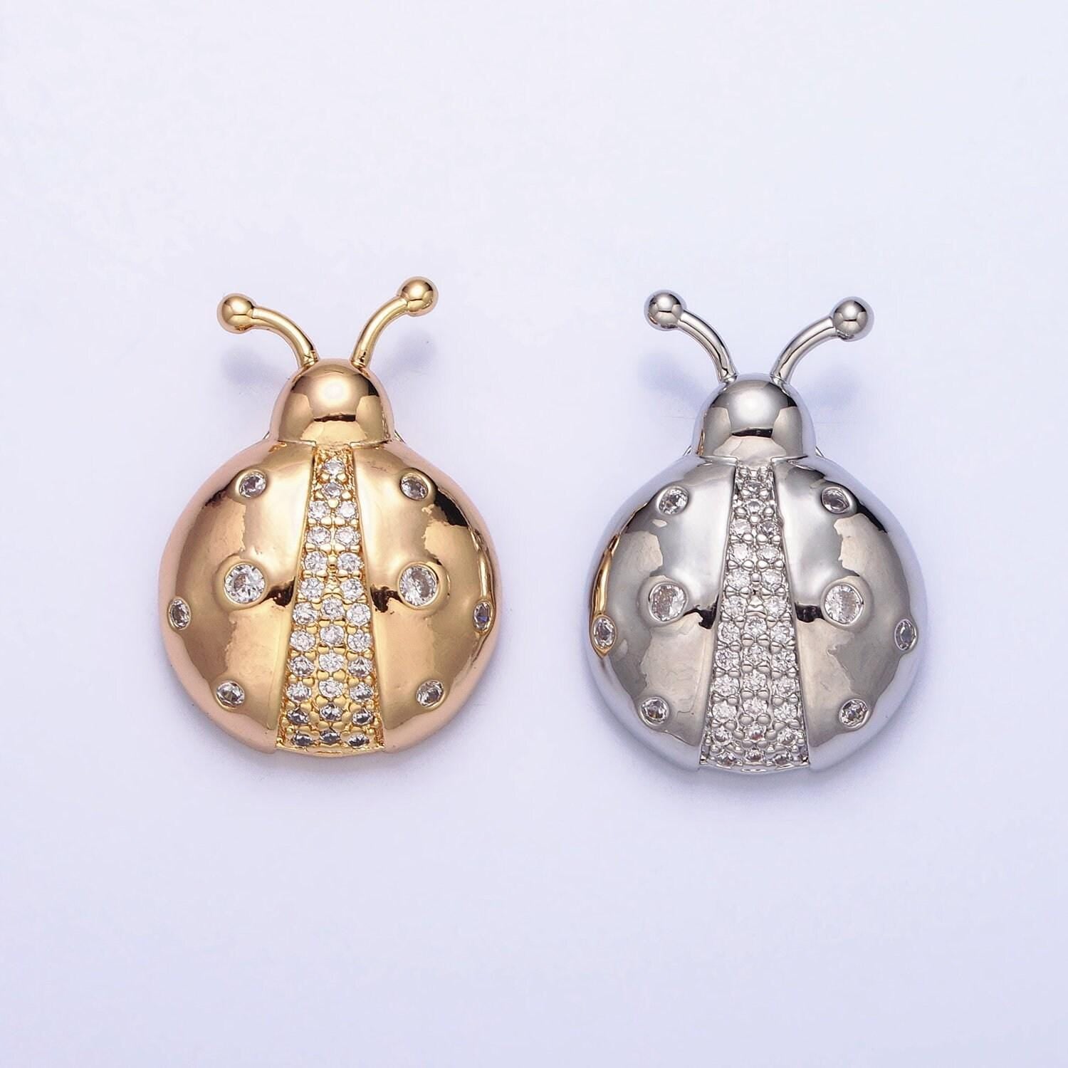 Dainty 18k gold filled ladybug charm pendant, lady bug jewelry making component supply supplies insect animal jewelry inspired aa315
