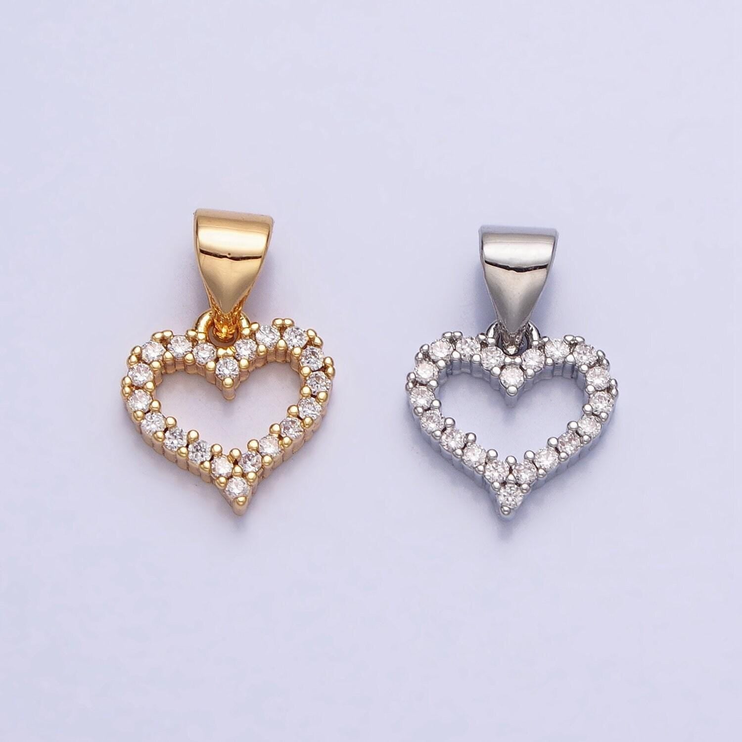 Mini 16k gold filled heart pendant micro pave heart charm aa313 aa314