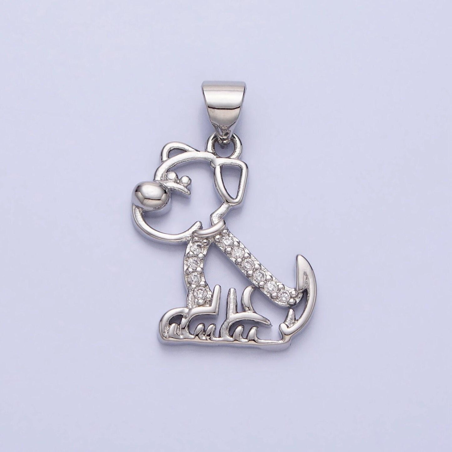 Dainty 16k gold filled dog pendant micro pave silver puppy pet charm aa302 aa312
