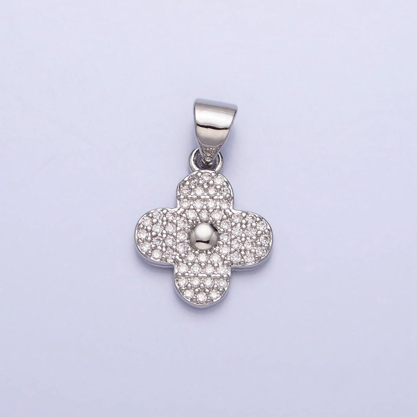 Mini cubic gold daisy flower charm for add on charm silver cz lucky jewelry saint patrick jewelry inspired flower silver charm aa309