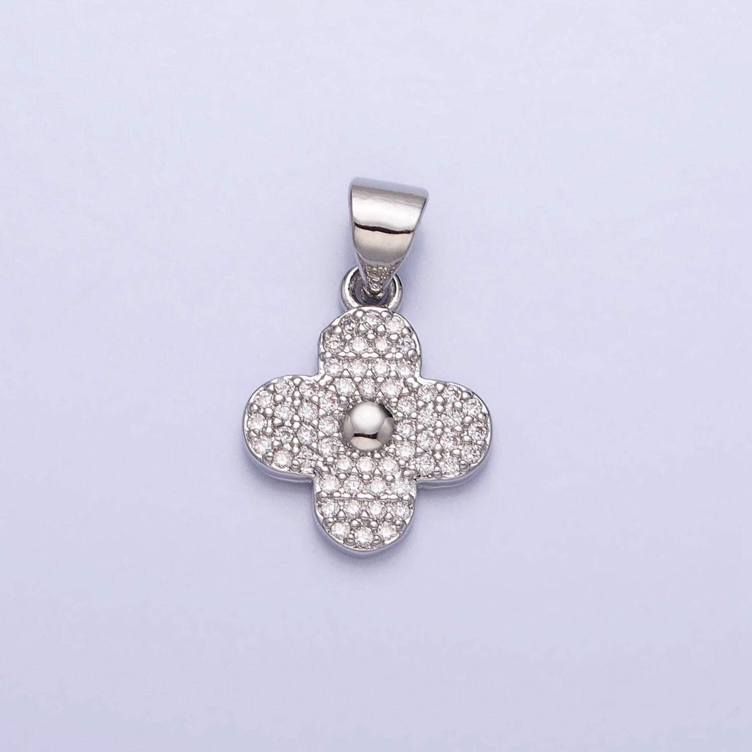 Mini cubic gold daisy flower charm for add on charm silver cz lucky jewelry saint patrick jewelry inspired flower silver charm aa309