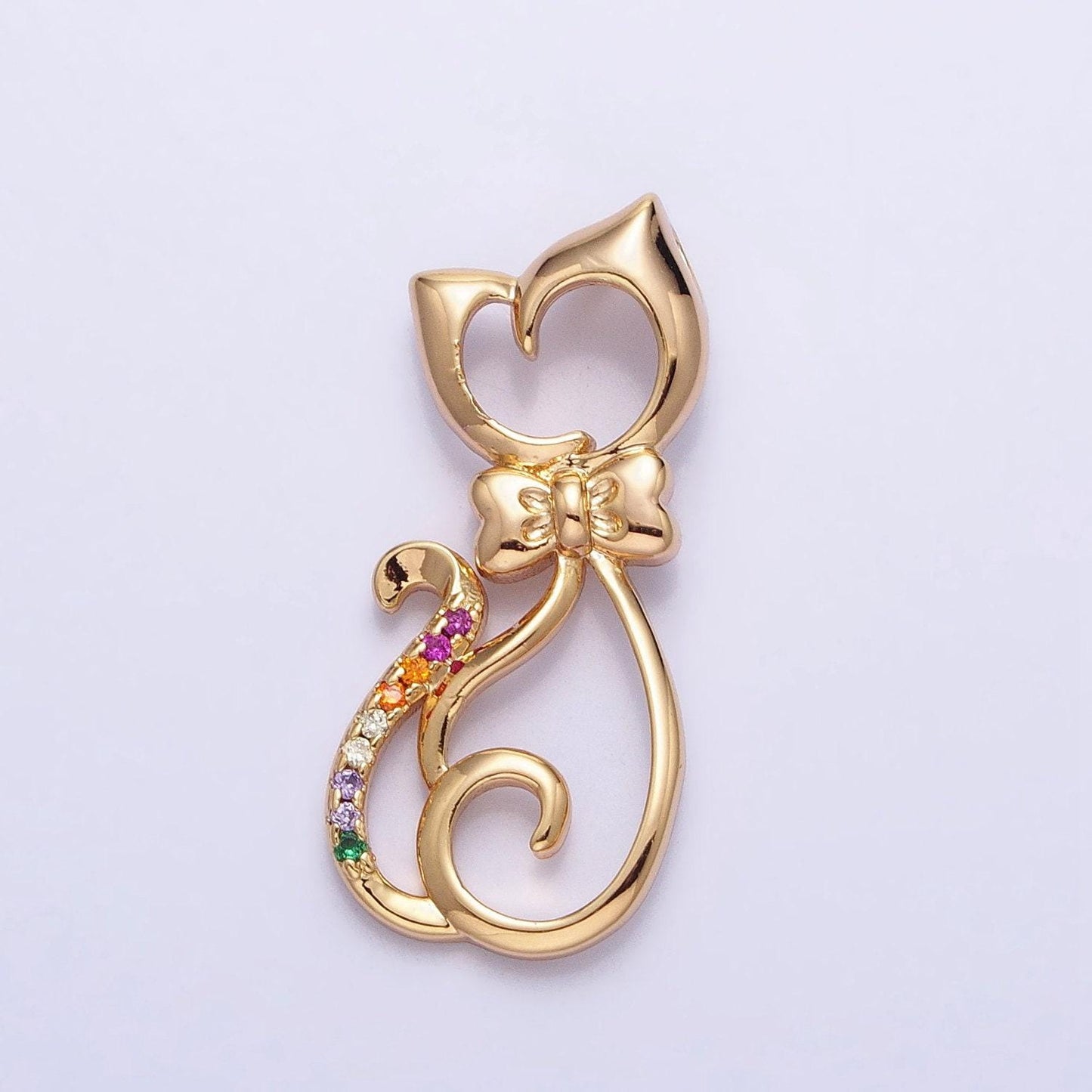 Dainty 16k gold filled cat pendant micro pave silver kitty charm animal jewelry pet lady cat jewelry gift aa305 aa306