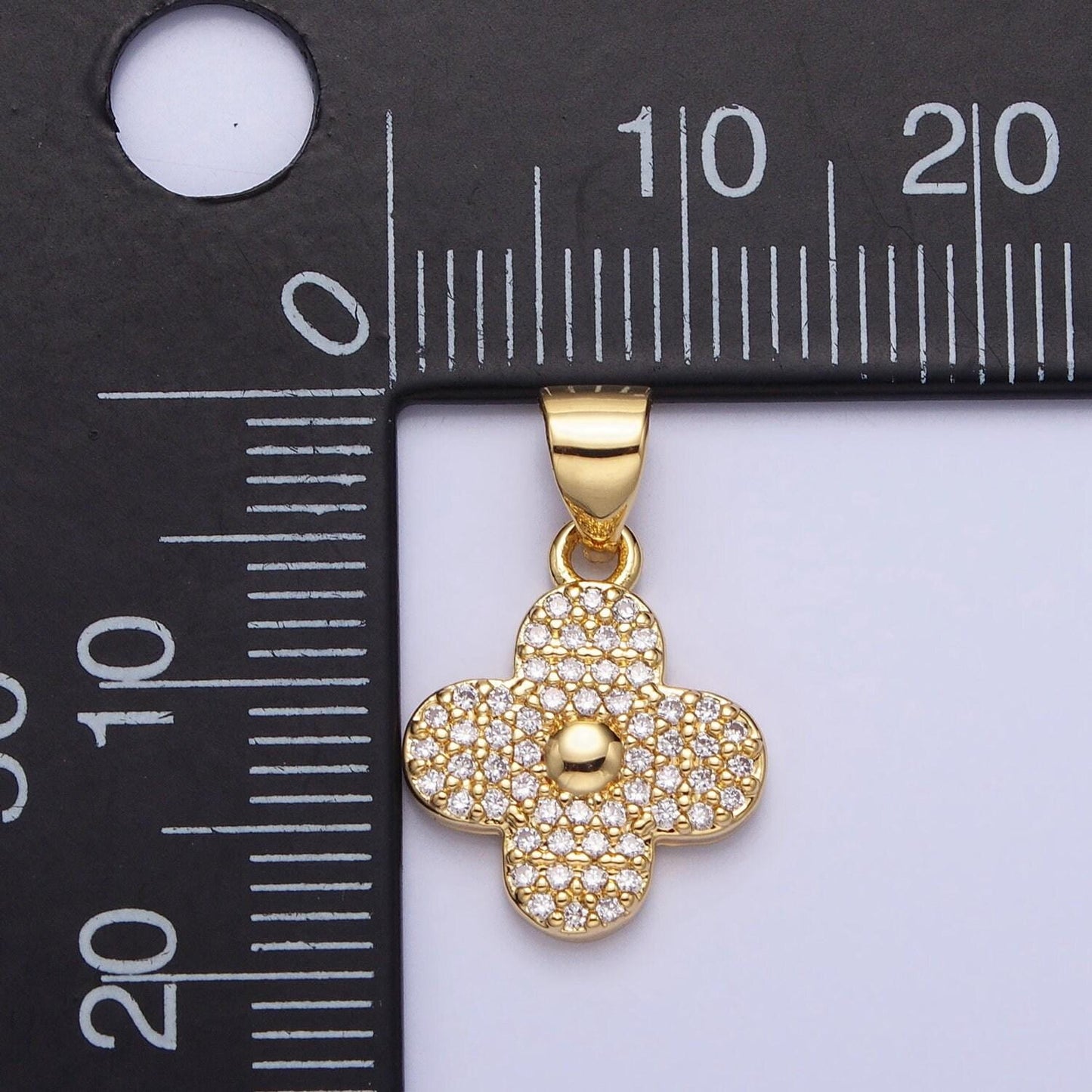 Mini cubic gold daisy flower charm for add on charm silver cz lucky jewelry saint patrick jewelry inspired flower silver charm aa309