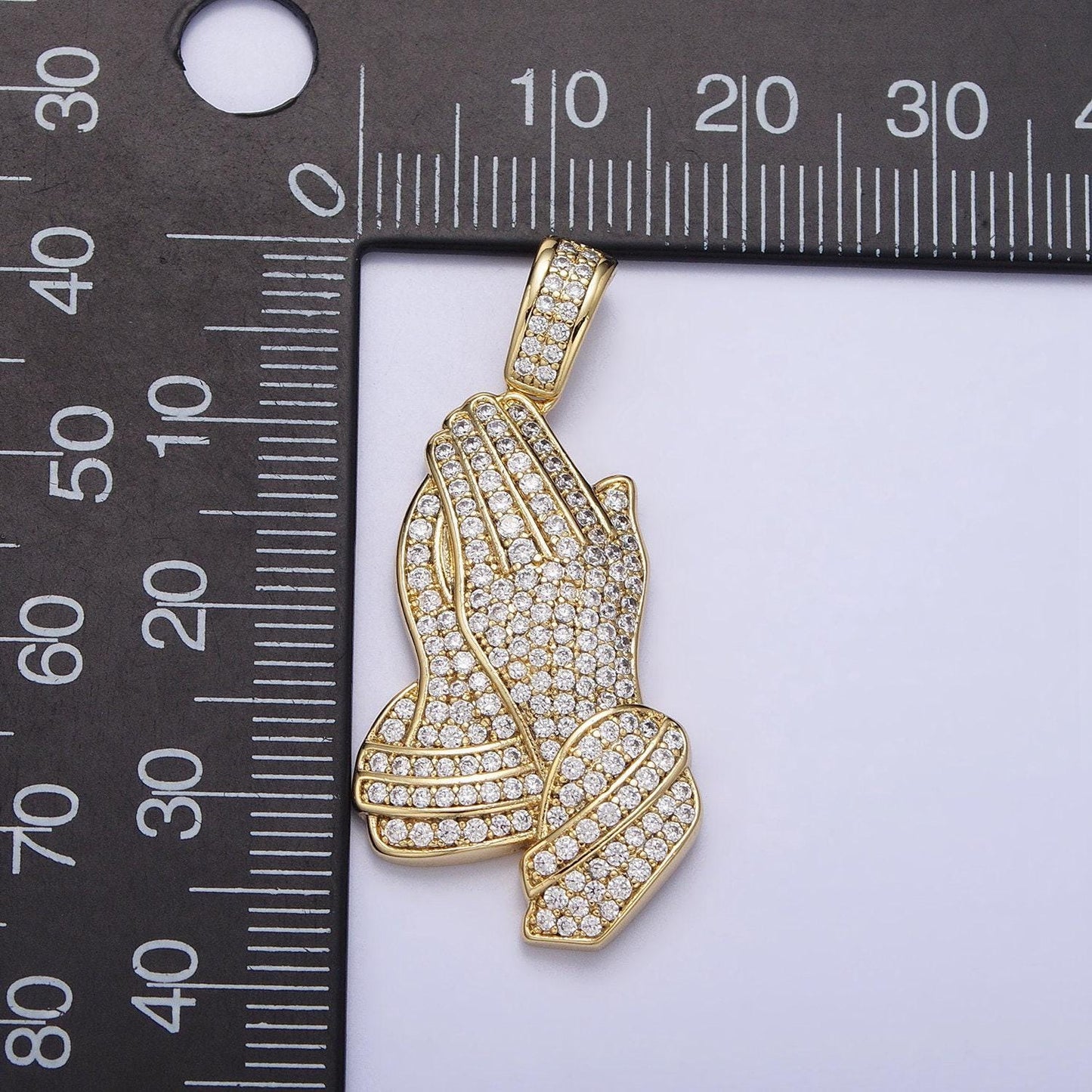 Iced out micro pave 14k gold filled the lord prayer hands necklace charm gold praying hands jewelry pendant hip hop religious jewelry aa299