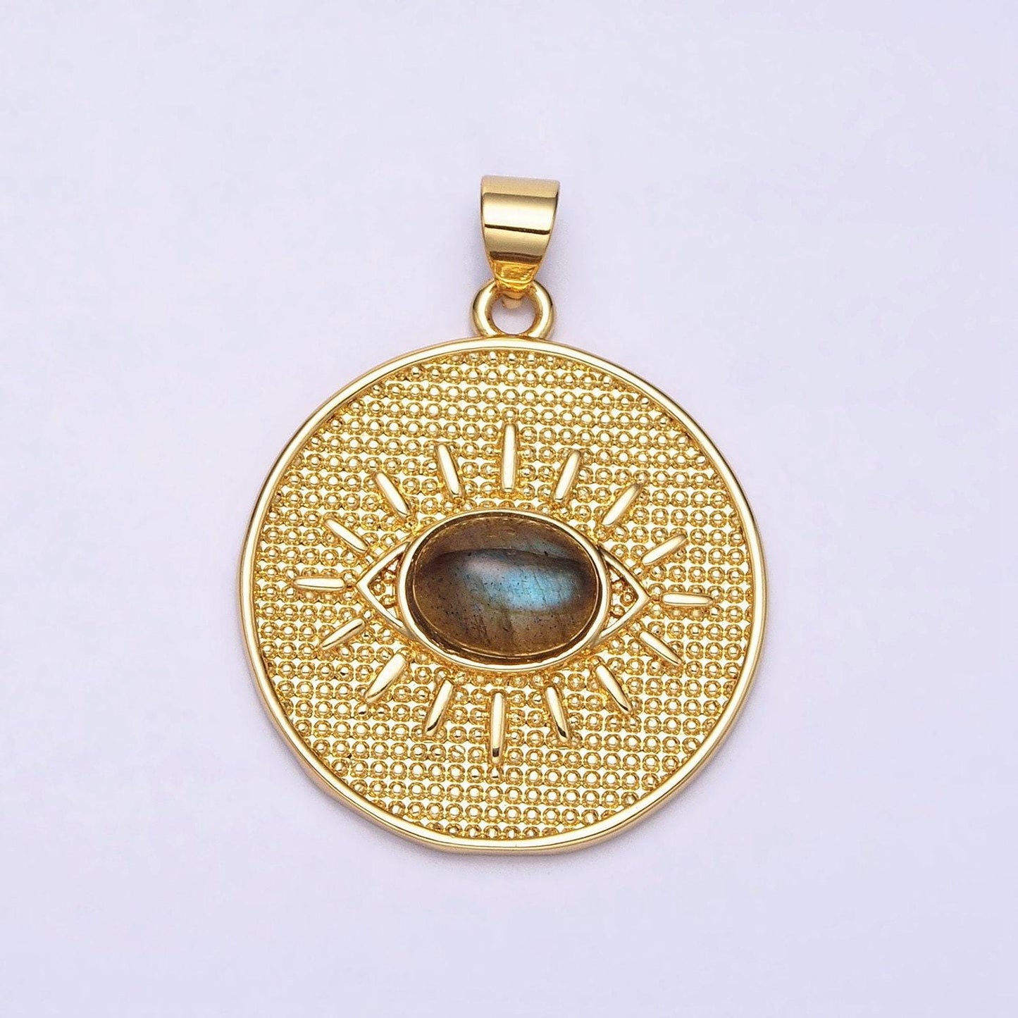 24k gold filled evil eye pendant labradorite eye charm cabochon medallion pendant aa284