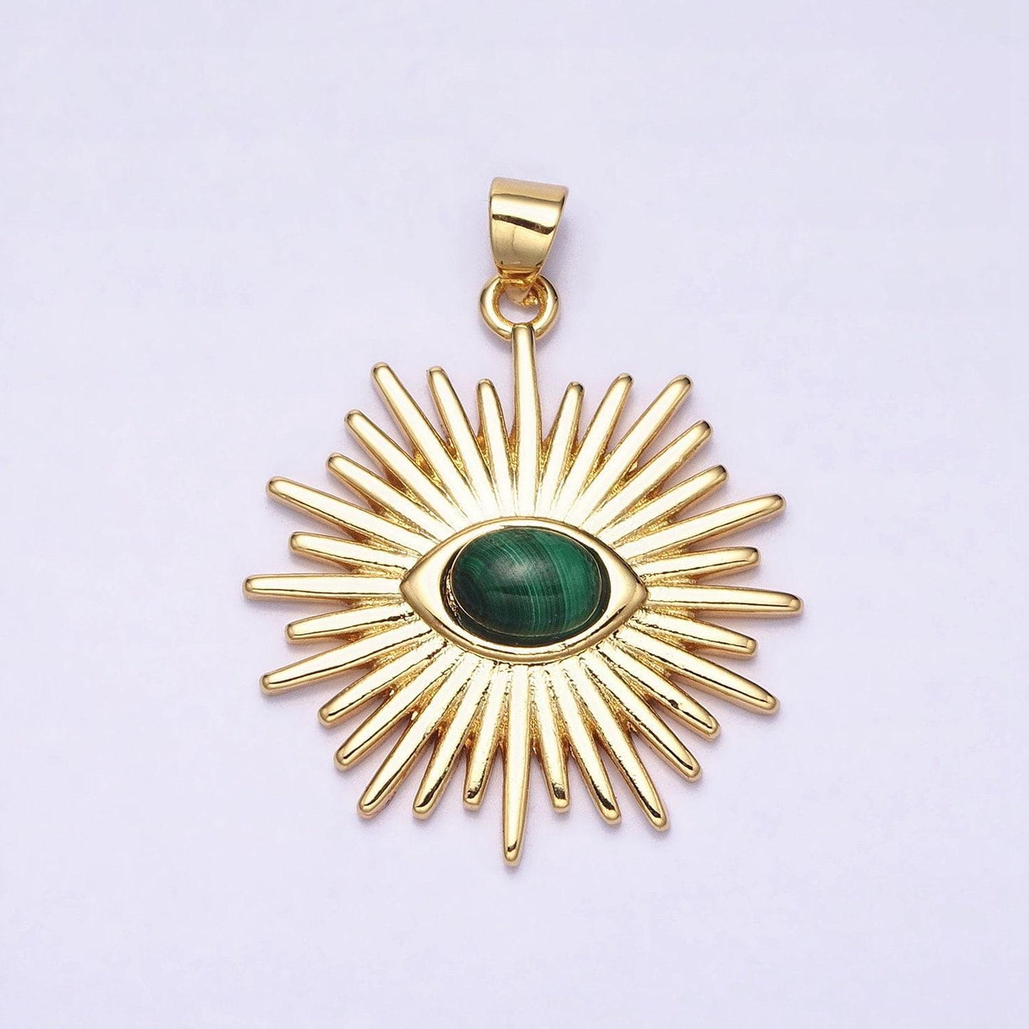 24k gold filled evil eye malachite gemstone eye charm boho bohemian sun burst jewelry supply aa280