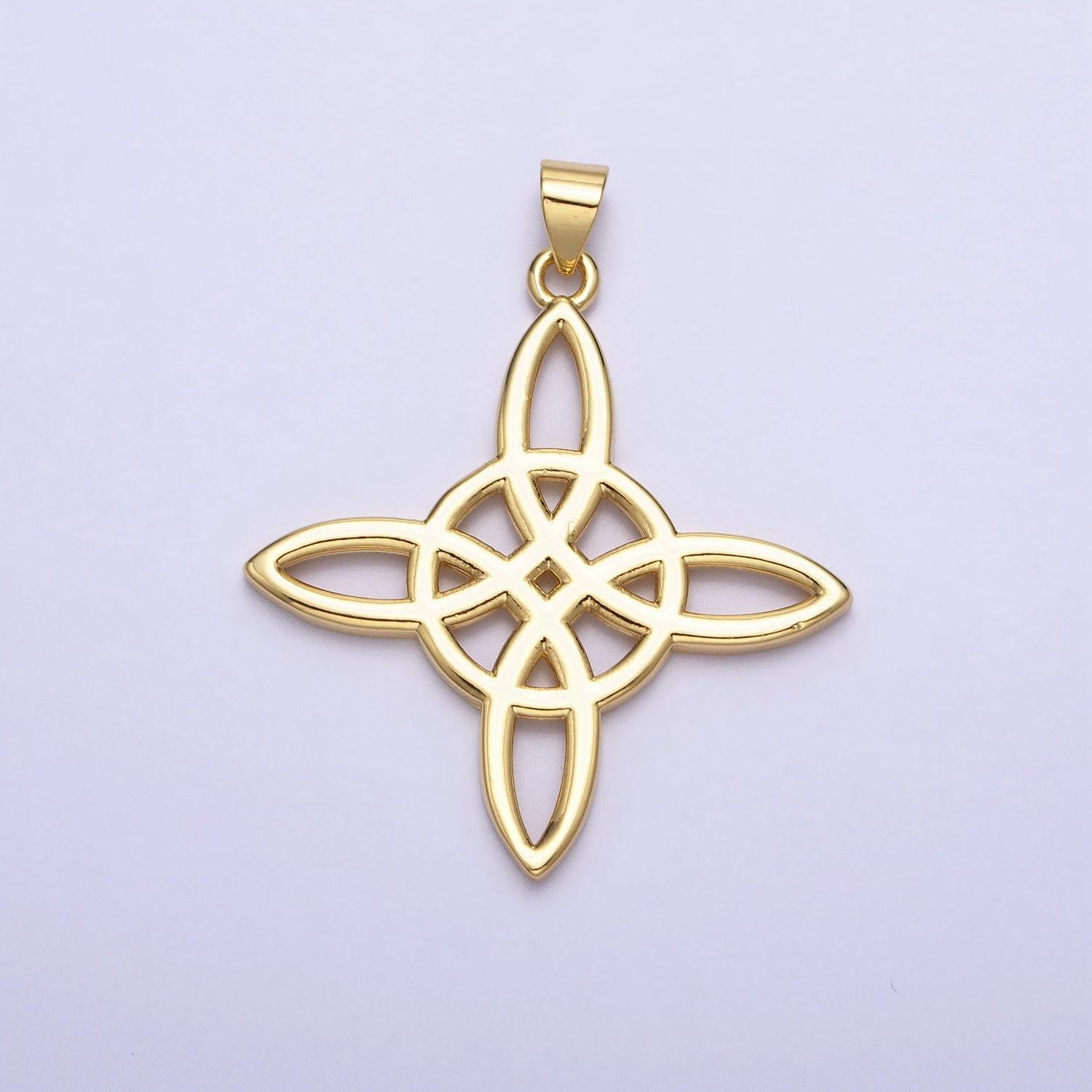 Dainty slim gold celtic irish scottish knot pendant charm eternity love pendant aa258