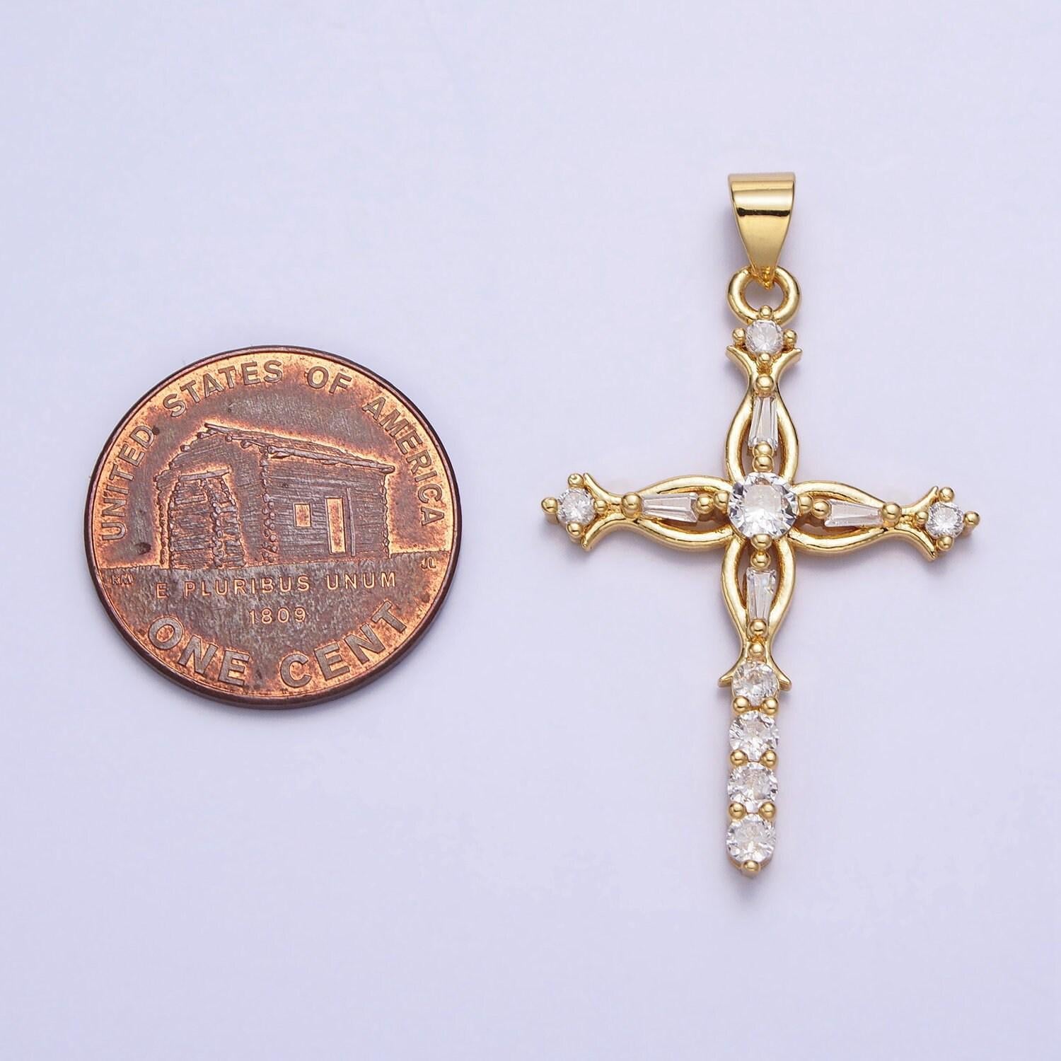 Dainty gold cross pendant micro pave cz cross charm for religious jewelry making woman necklace pendant aa254