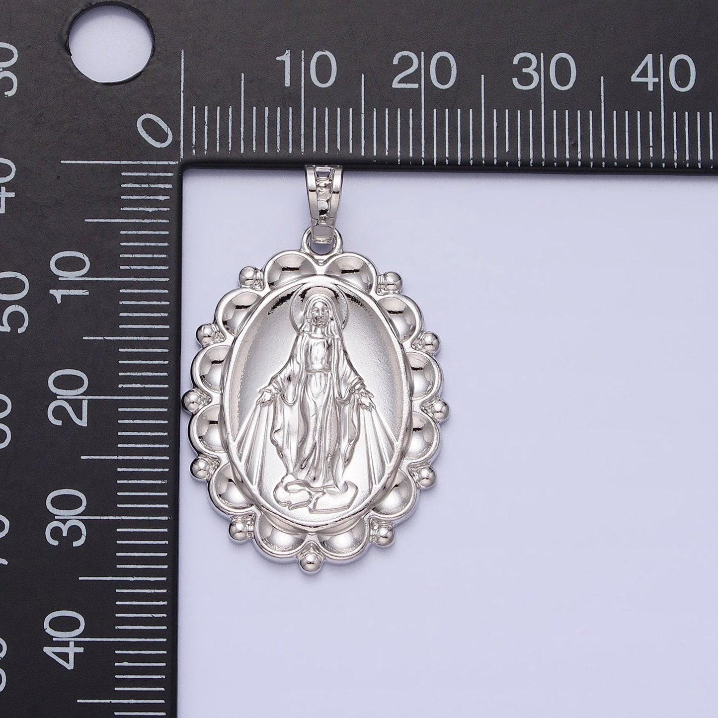 Silver oval miraculous lady pendant catholic virgin mary charm religious jewelry making medallion necklace pendant aa240