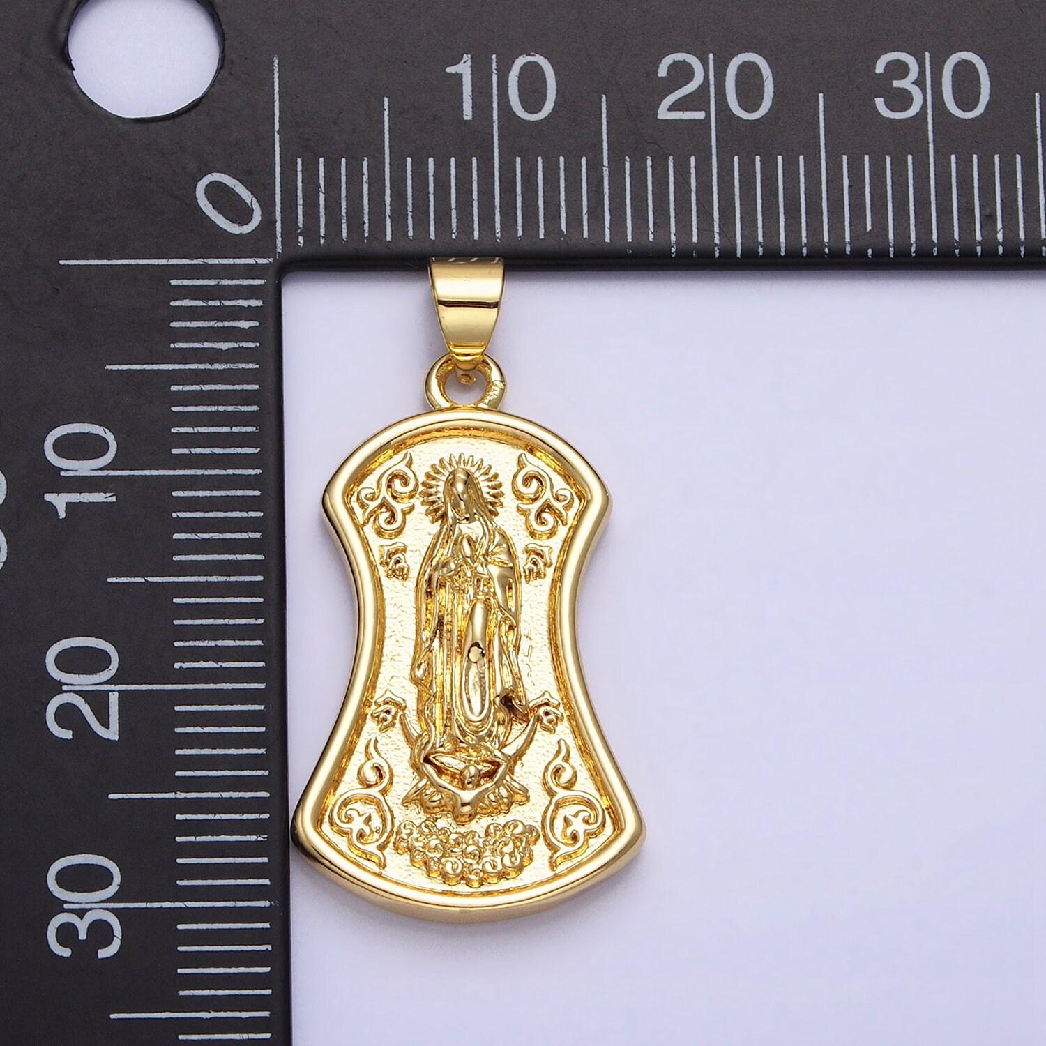 Gold virgin mother mary charm medallion lady guadalupe religious pendant | aa233