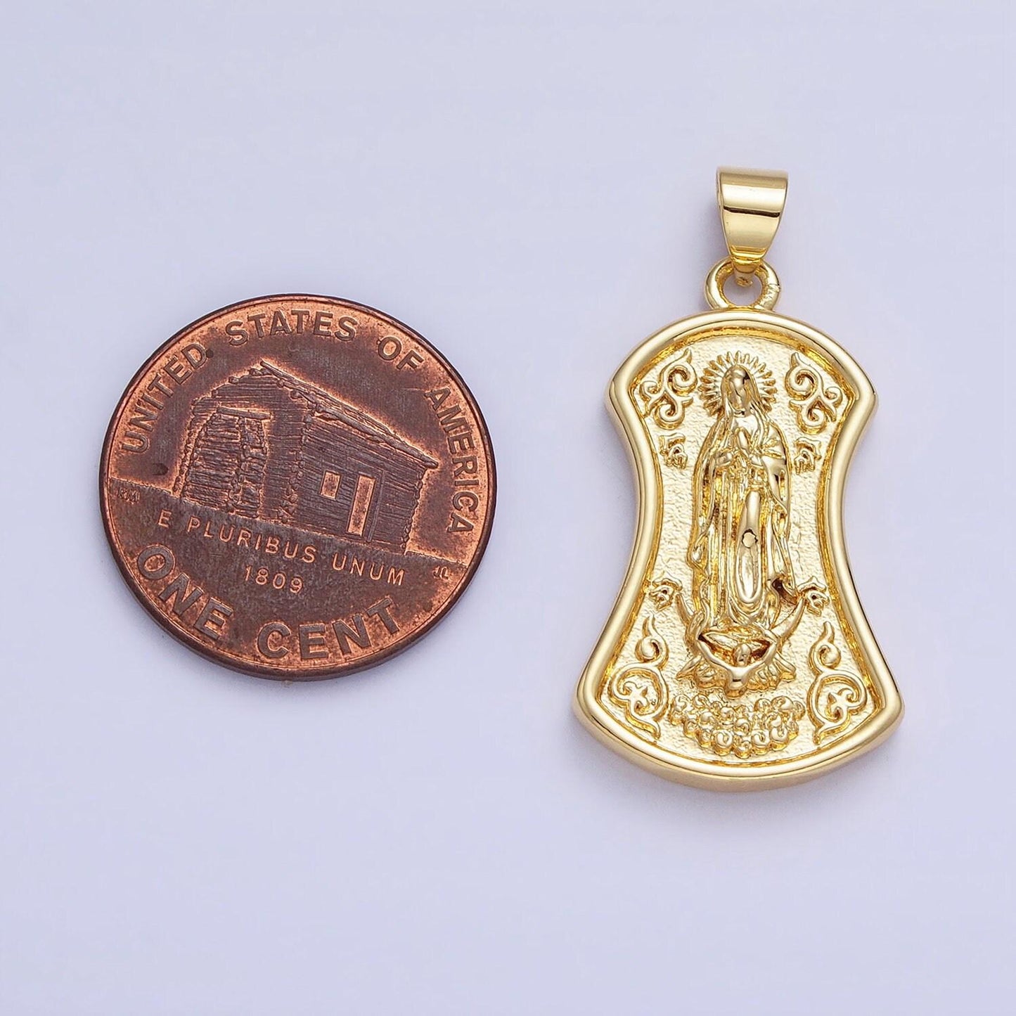 Gold virgin mother mary charm medallion lady guadalupe religious pendant | aa233