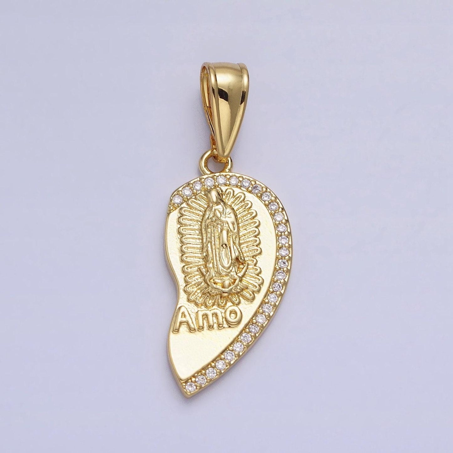 Te amo heart necklace pendant for couples or best friends virgin mary lady guadalupe couple’s necklace charm for religious jewelry aa227