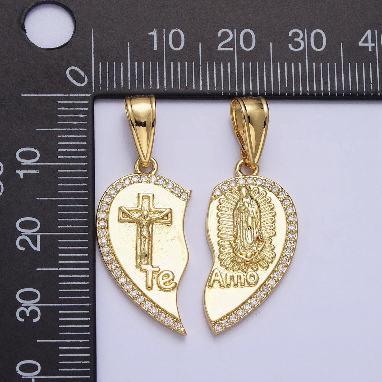 Te amo heart necklace pendant for couples or best friends virgin mary lady guadalupe couple’s necklace charm for religious jewelry aa227