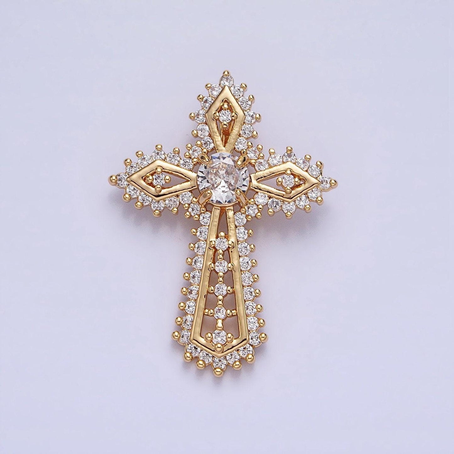 Elegant cubic cross charm in gold silver statement religious cross micro paved cz pendant | aa219 aa220