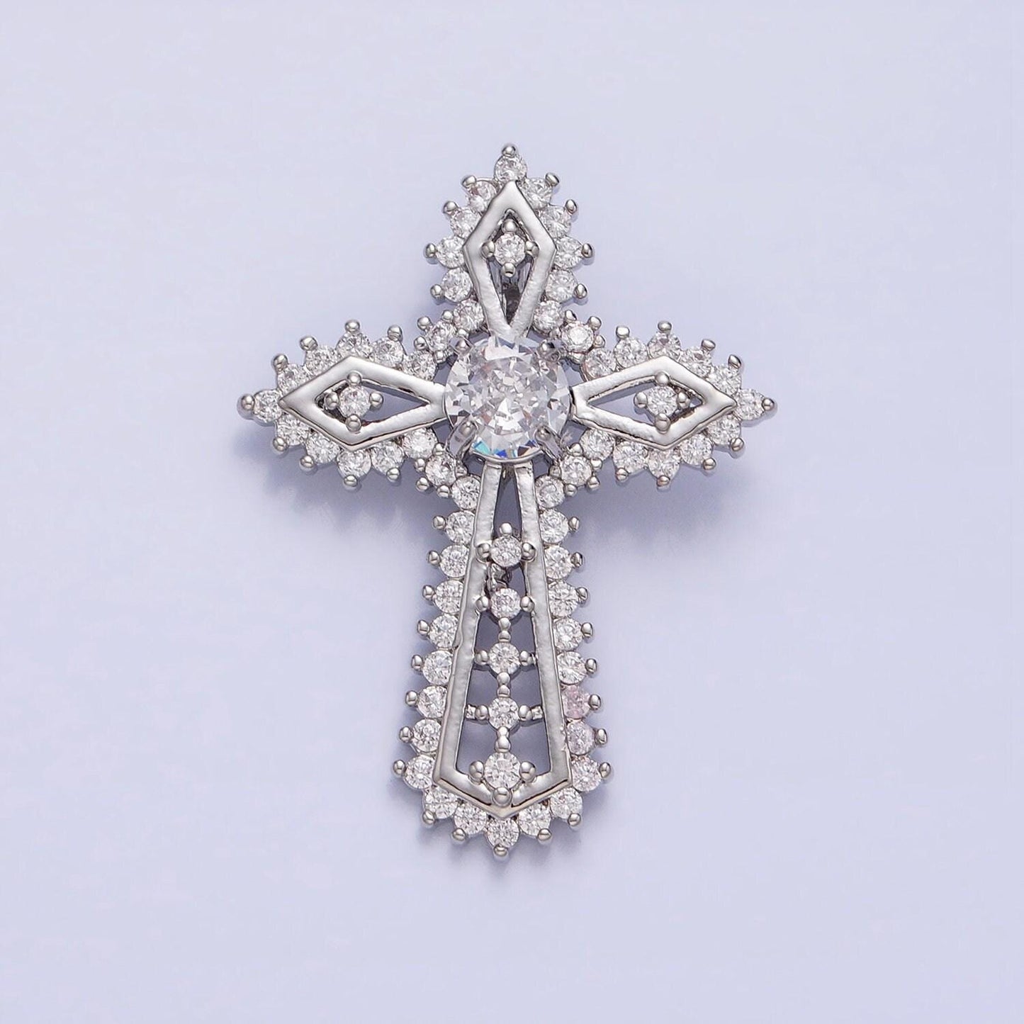 Elegant cubic cross charm in gold silver statement religious cross micro paved cz pendant | aa219 aa220