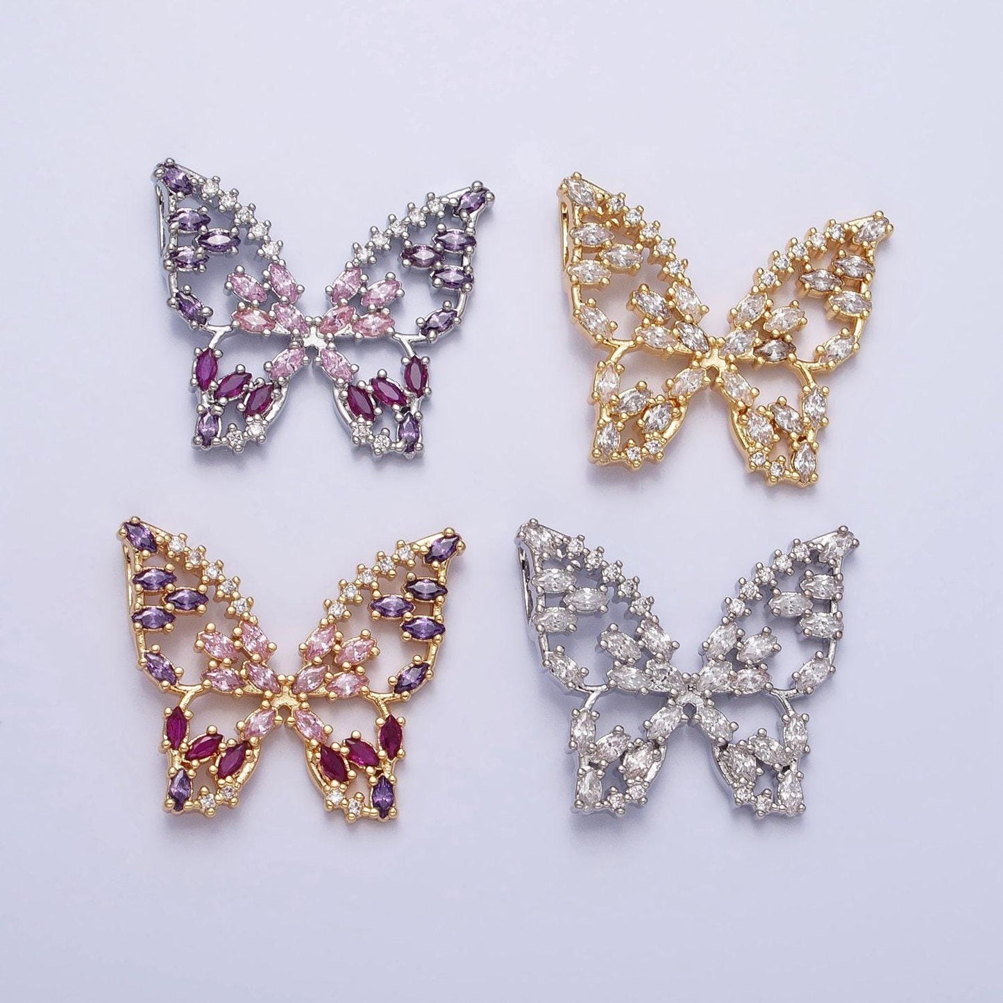 Dainty 24k gold filled micro pave monarch butterfly charm, cubic zirconia mariposa pendant charm, gold charm diy jewelry aa215
