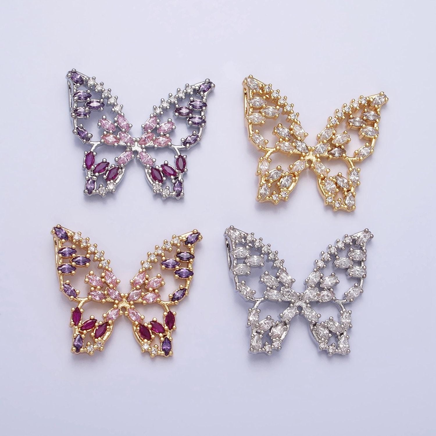 Dainty 24k gold filled micro pave monarch butterfly charm, cubic zirconia mariposa pendant charm, gold charm diy jewelry aa215