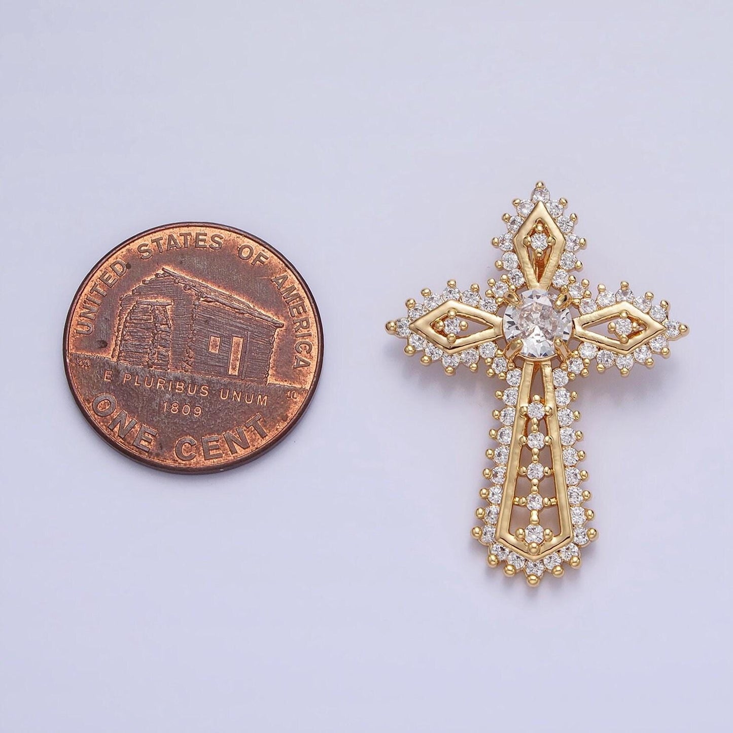 Elegant cubic cross charm in gold silver statement religious cross micro paved cz pendant | aa219 aa220