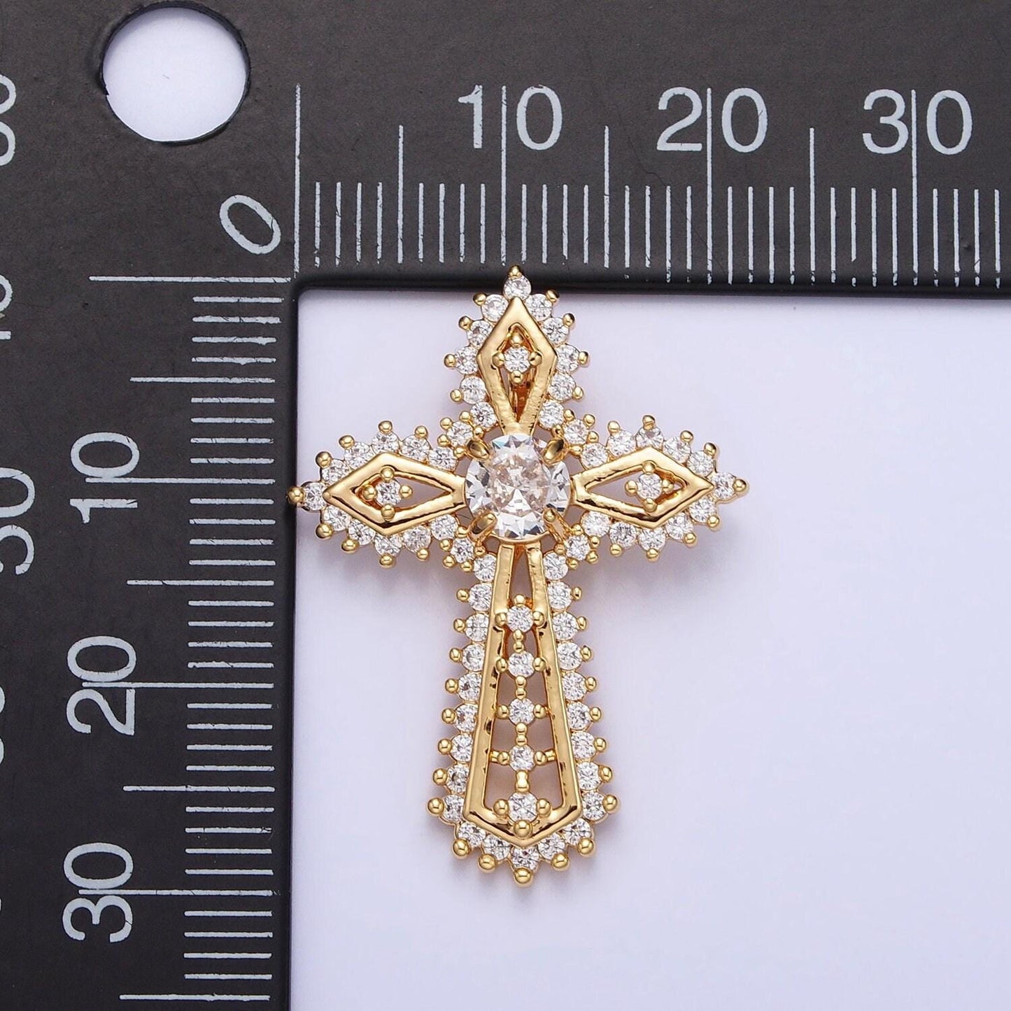 Elegant cubic cross charm in gold silver statement religious cross micro paved cz pendant | aa219 aa220