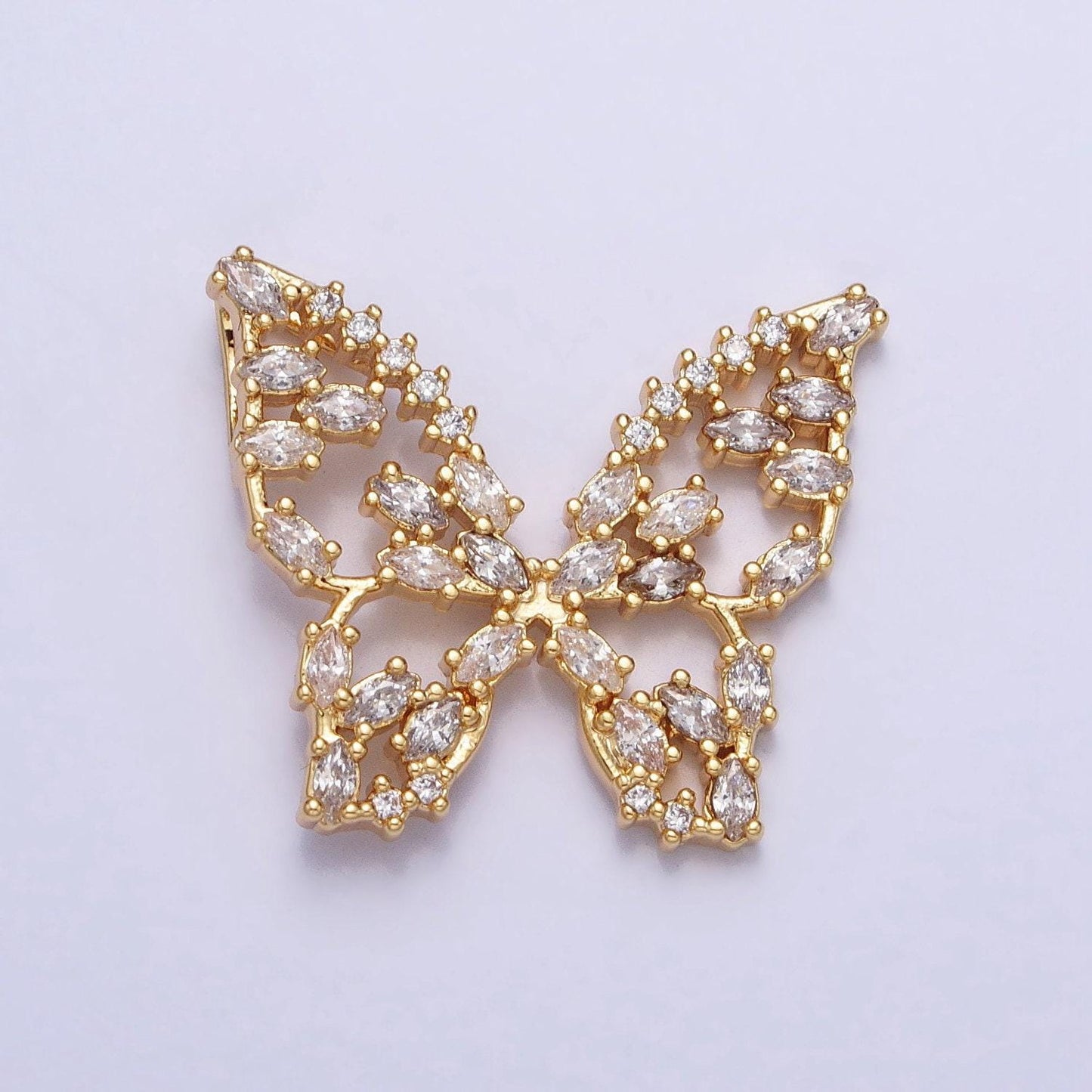 Dainty 24k gold filled micro pave monarch butterfly charm, cubic zirconia mariposa pendant charm, gold charm diy jewelry aa215