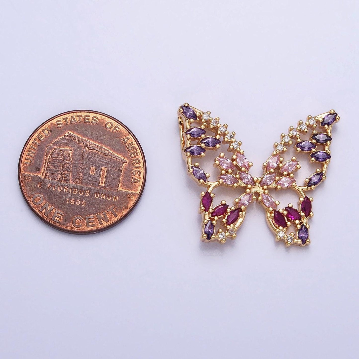 Dainty 24k gold filled micro pave monarch butterfly charm, cubic zirconia mariposa pendant charm, gold charm diy jewelry aa215