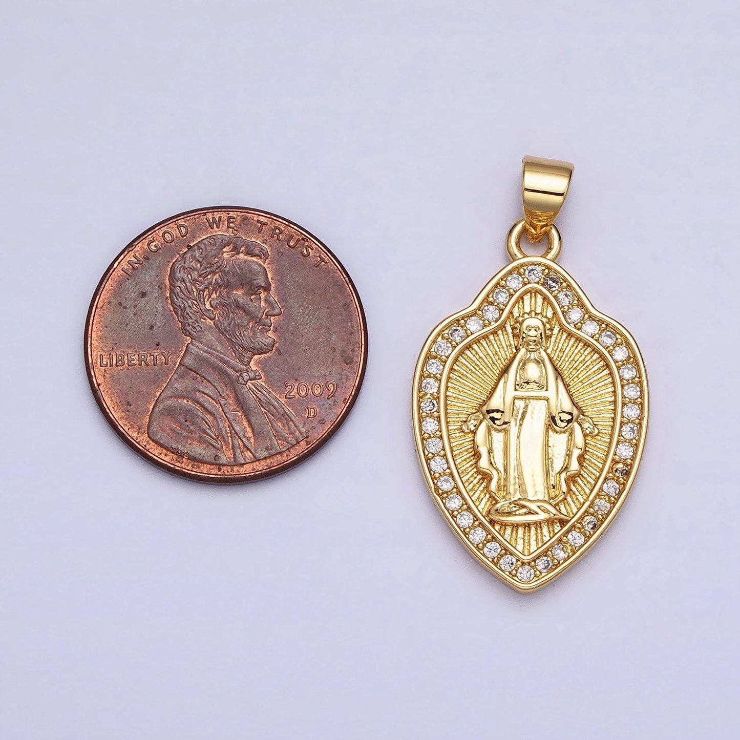 24k gold filled miraculous lady virgin mary line textured shield medallion micro paved cz pendant | aa207