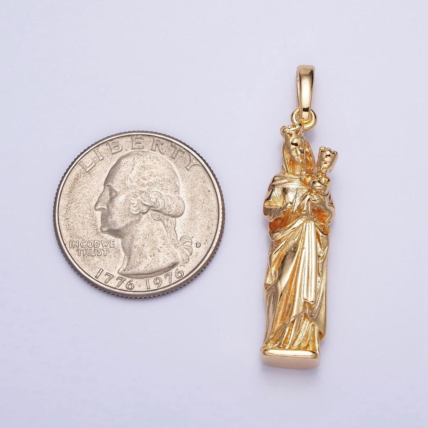 Gold, silver mother virgin mary charm with baby jesus catholic religious pendant | aa173 aa200
