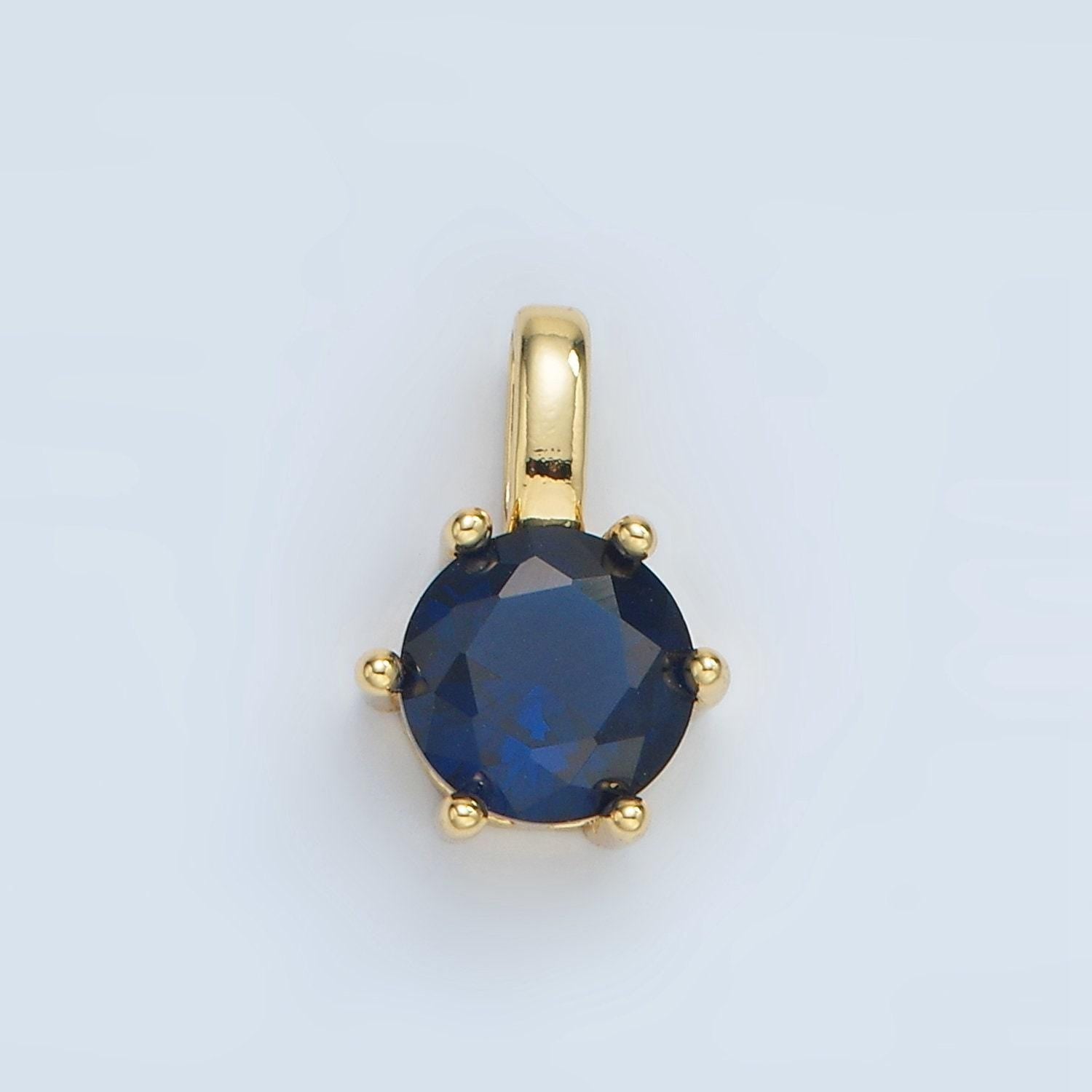 Multi color 24kgold filled round cz pendant/ charm | aa1375-aa1384