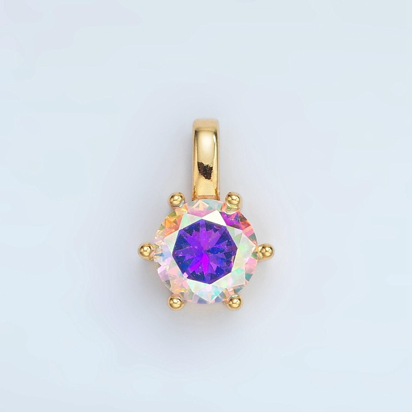 Multi color 24kgold filled round cz pendant/ charm | aa1375-aa1384