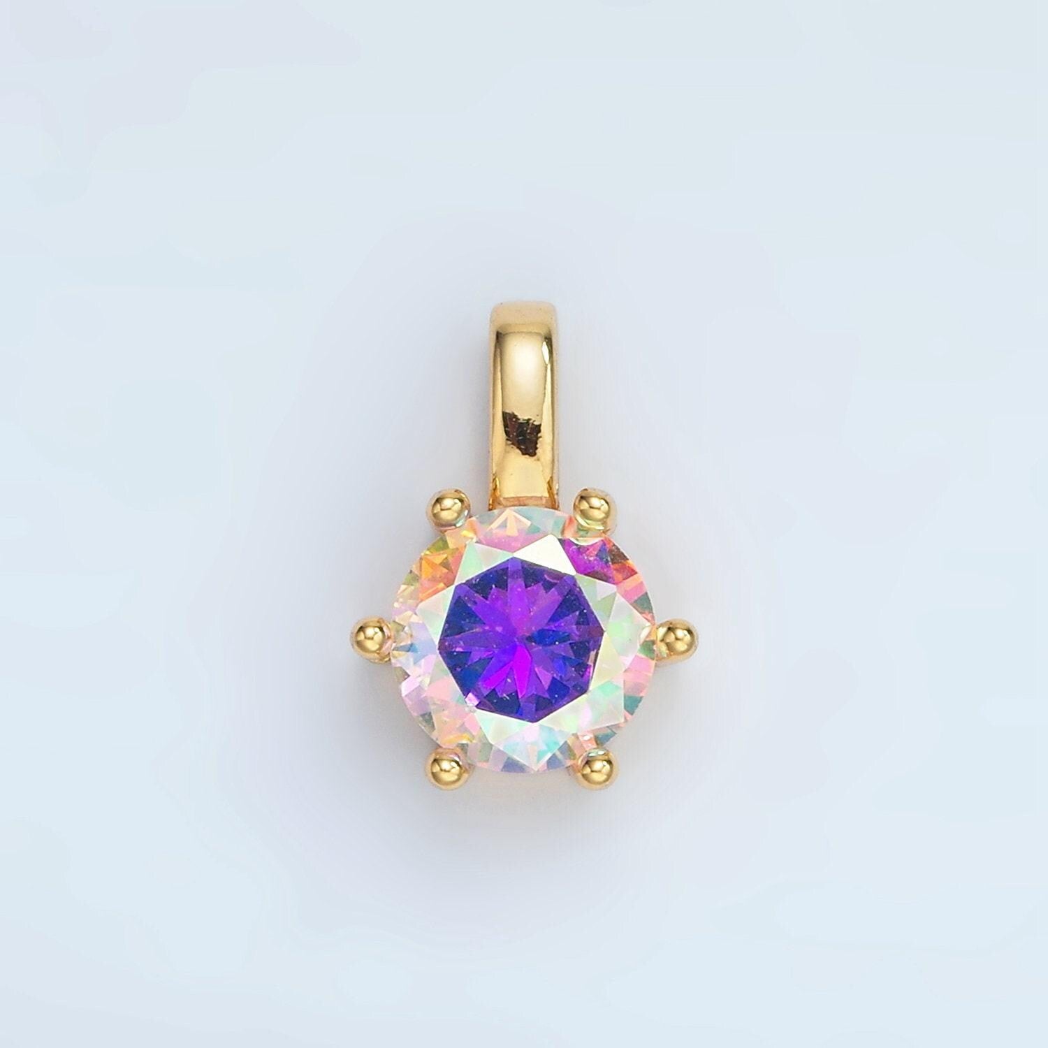 Multi color 24kgold filled round cz pendant/ charm | aa1375-aa1384
