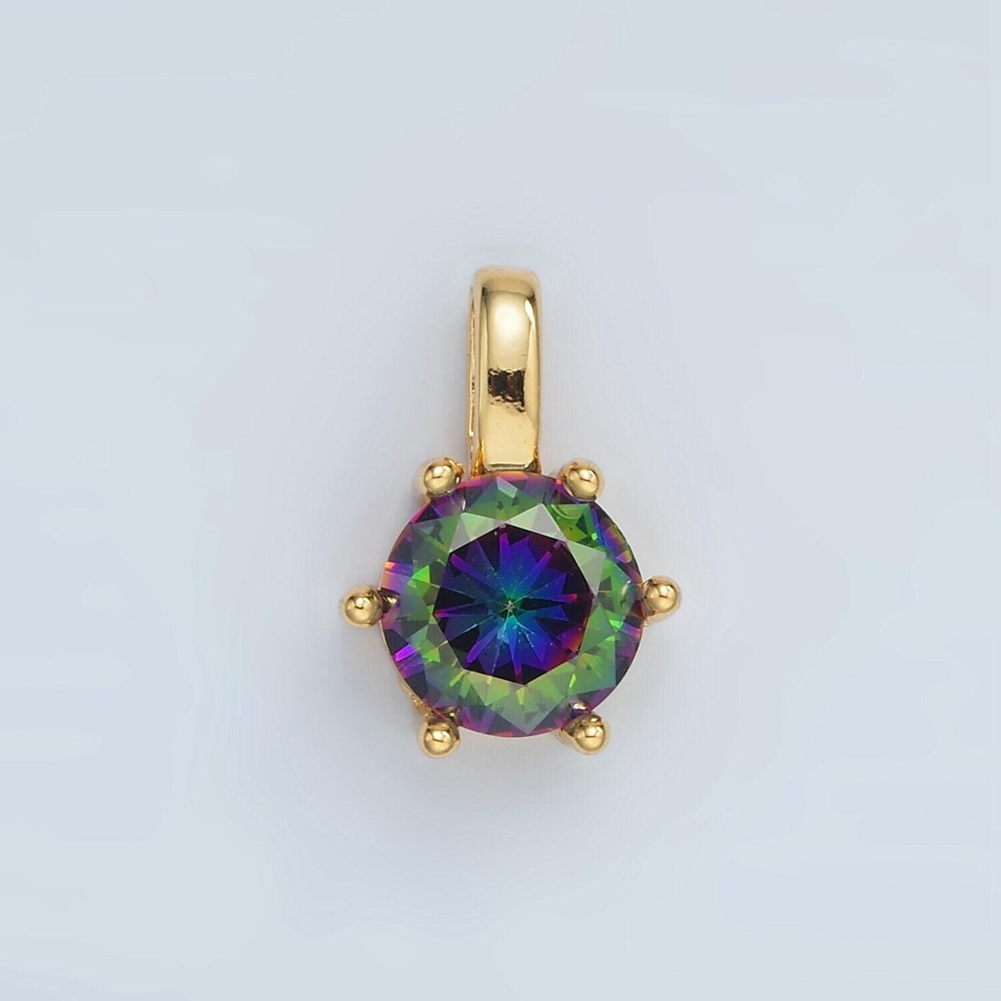 Multi color 24kgold filled round cz pendant/ charm | aa1375-aa1384