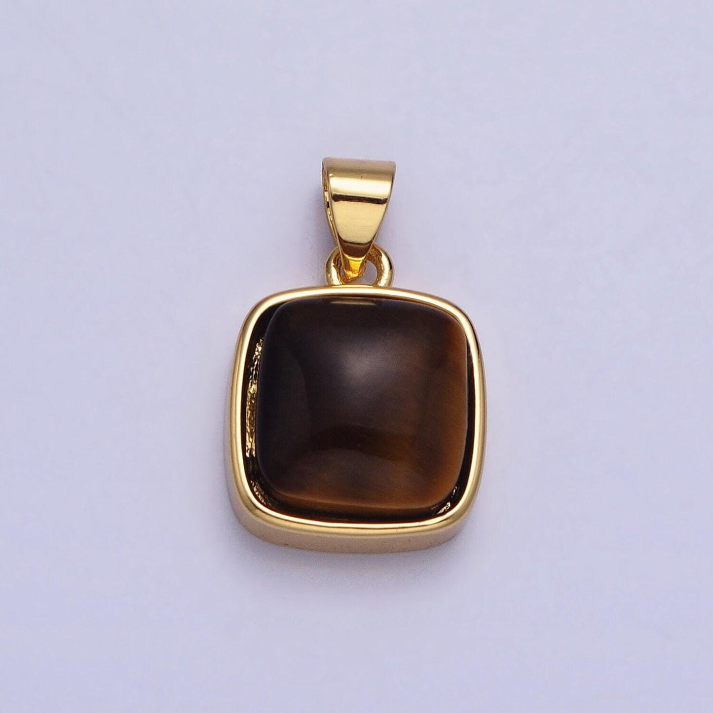 24k gold filled rose quartz, aventurine, labradorite, blue agate, amethyst square pendant geometric jewelry charm | aa183
