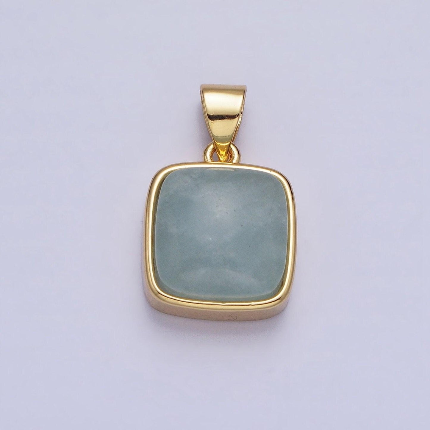 24k gold filled rose quartz, aventurine, labradorite, blue agate, amethyst square pendant geometric jewelry charm | aa183