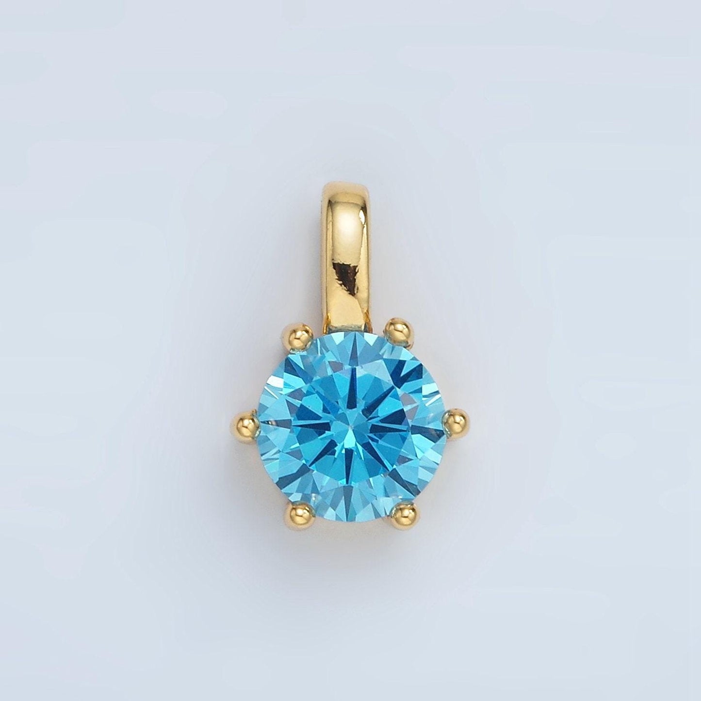 Multi color 24kgold filled round cz pendant/ charm | aa1375-aa1384