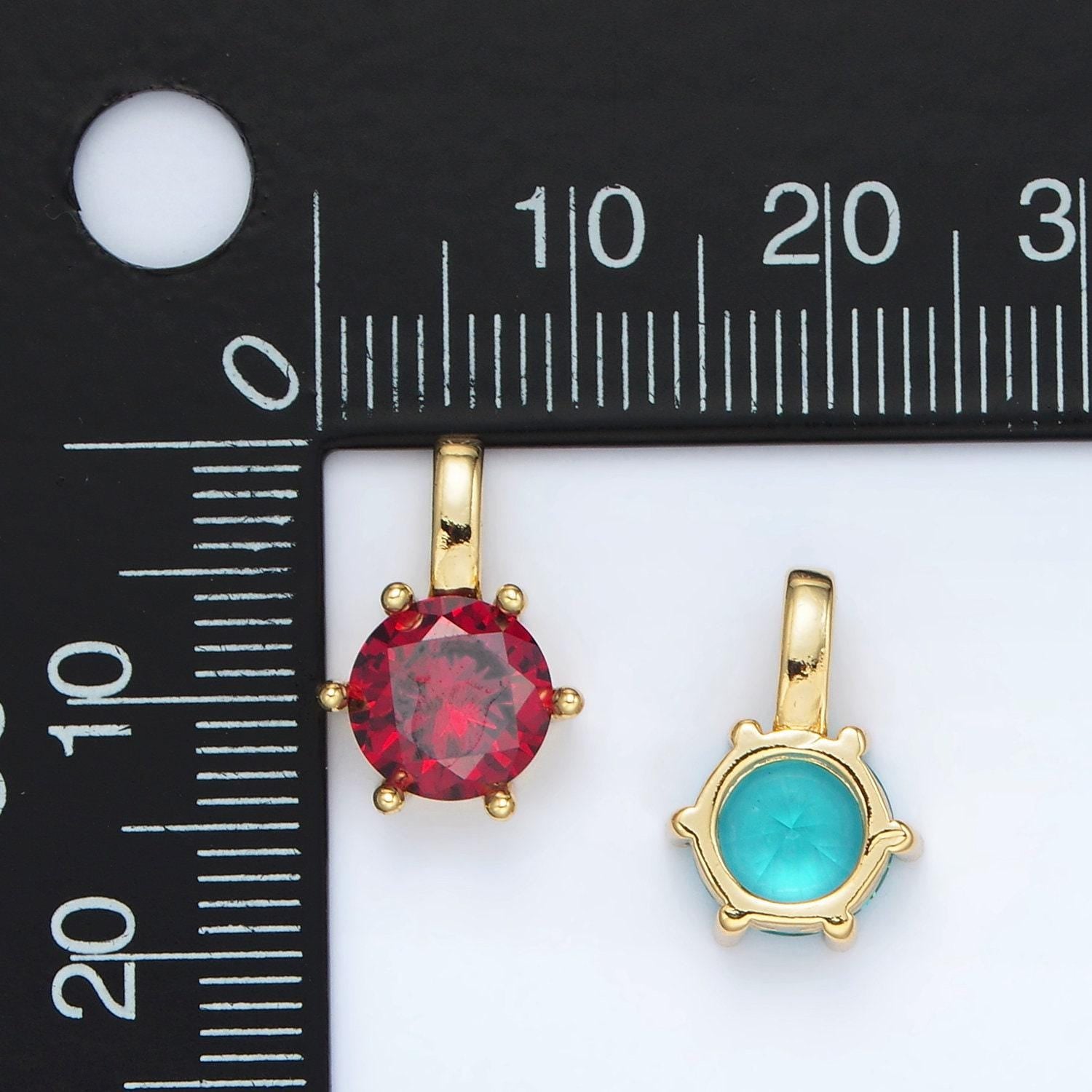 Multi color 24kgold filled round cz pendant/ charm | aa1375-aa1384