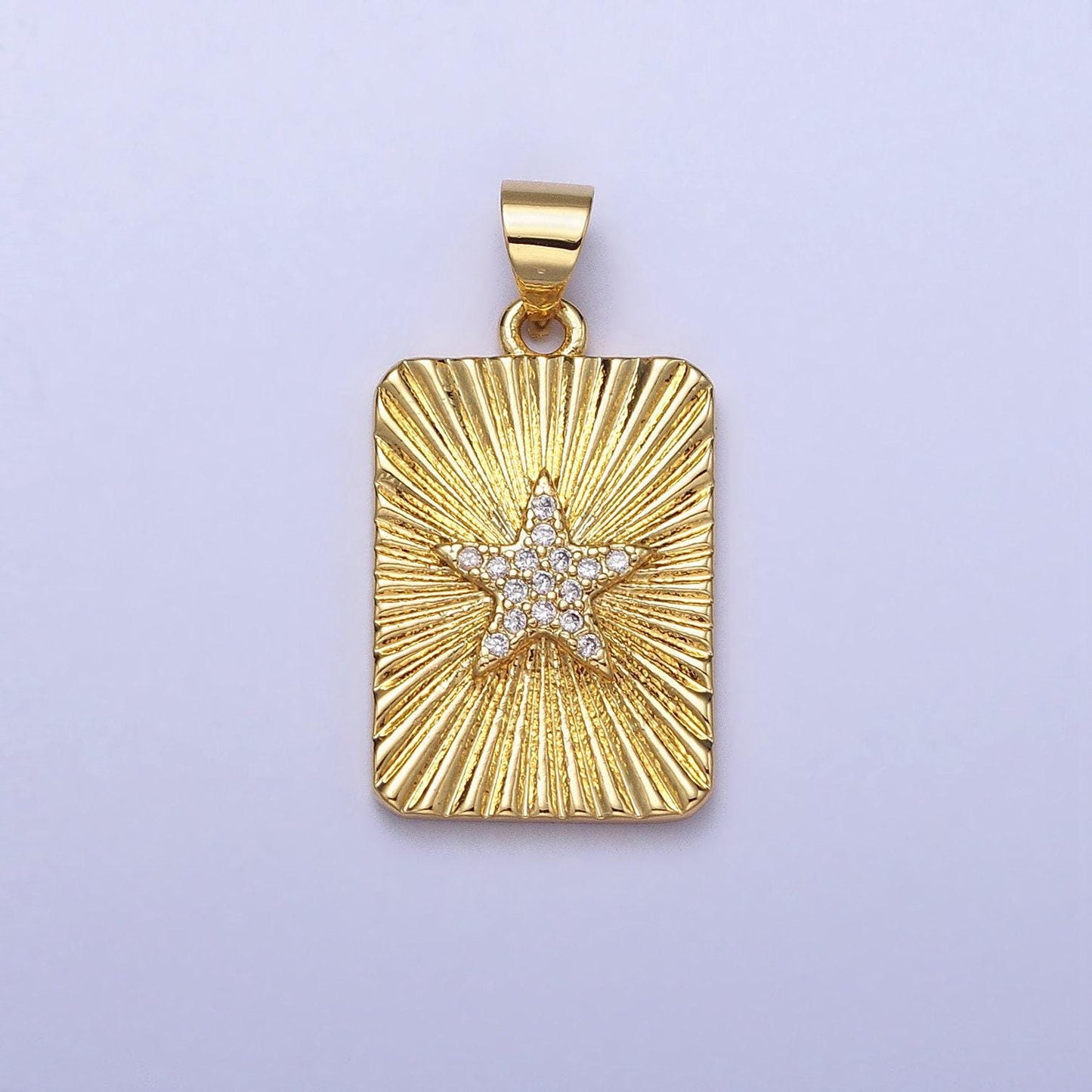 Micro pave gold star tag plate pendant tile charms with cz stones for jewelry making supplies aa172