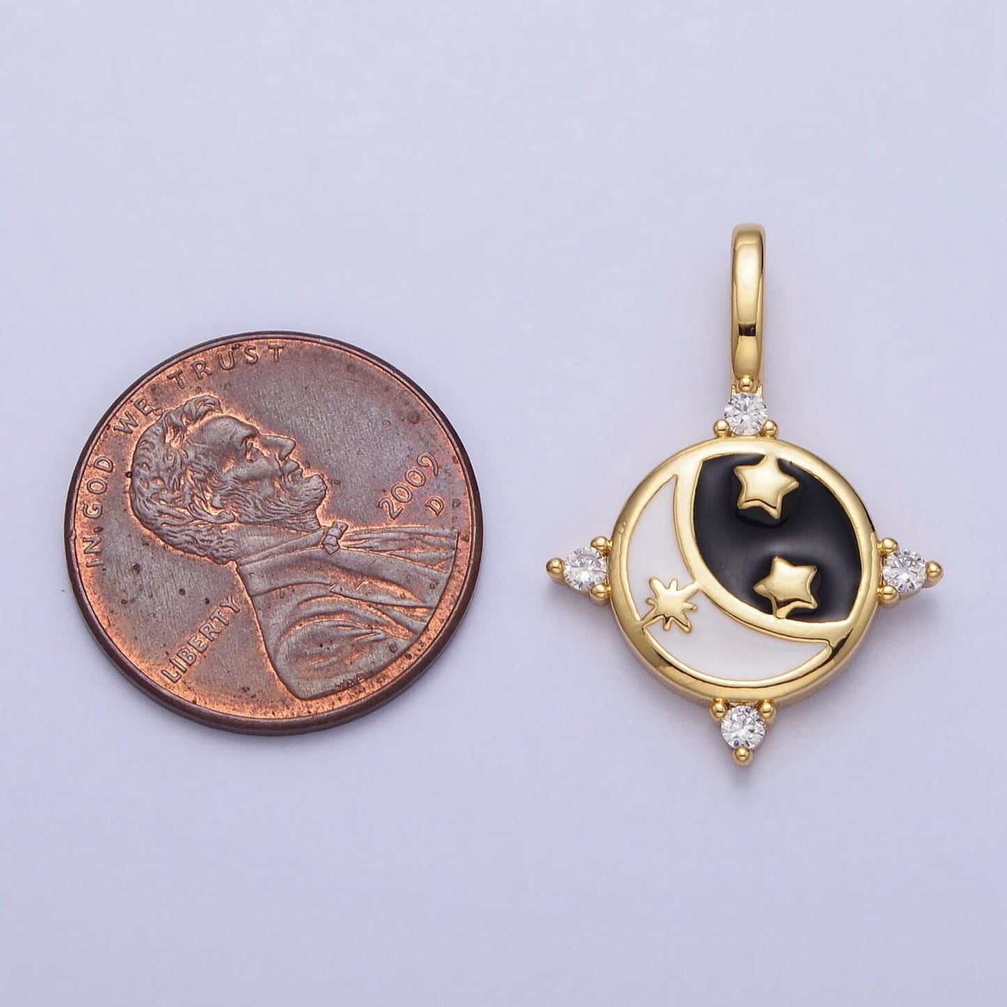 Mini round crescent moon pendant enamel moon star good night charm celestial handmade jewelry supplies aa168