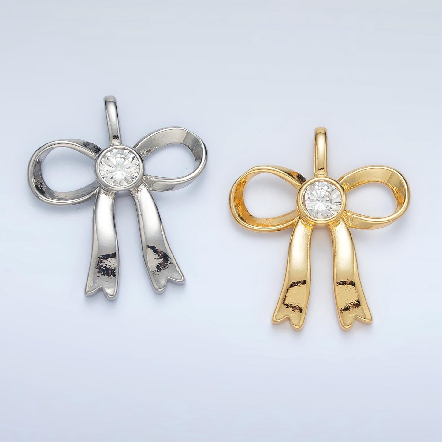 Mini 24k gold filled 25.4mm mini bow charm earring supply for jewelry making | aa1411