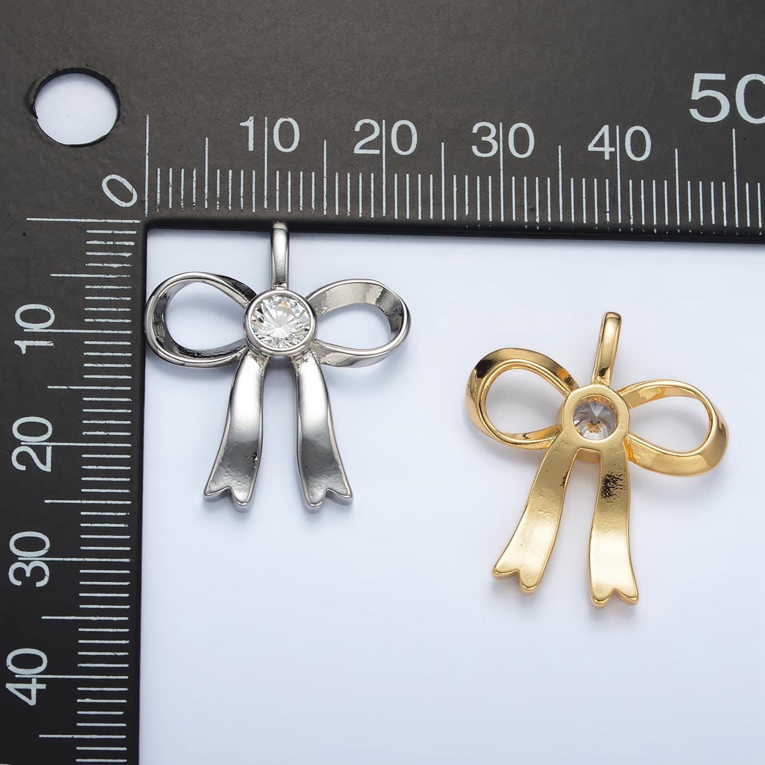 Mini 24k gold filled 25.4mm mini bow charm earring supply for jewelry making | aa1411