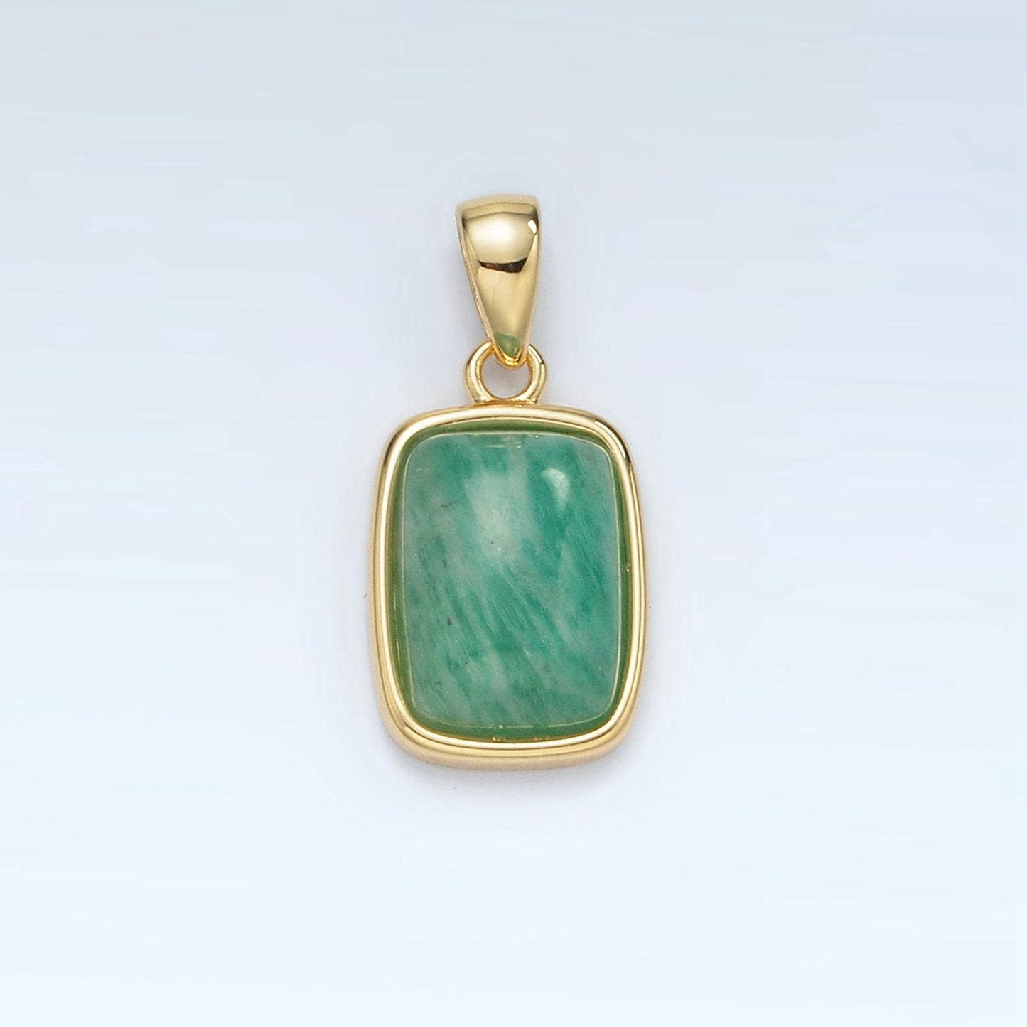 24k gold filled 14mm rectangle natural gemstones pendants | aa1402-aa1406